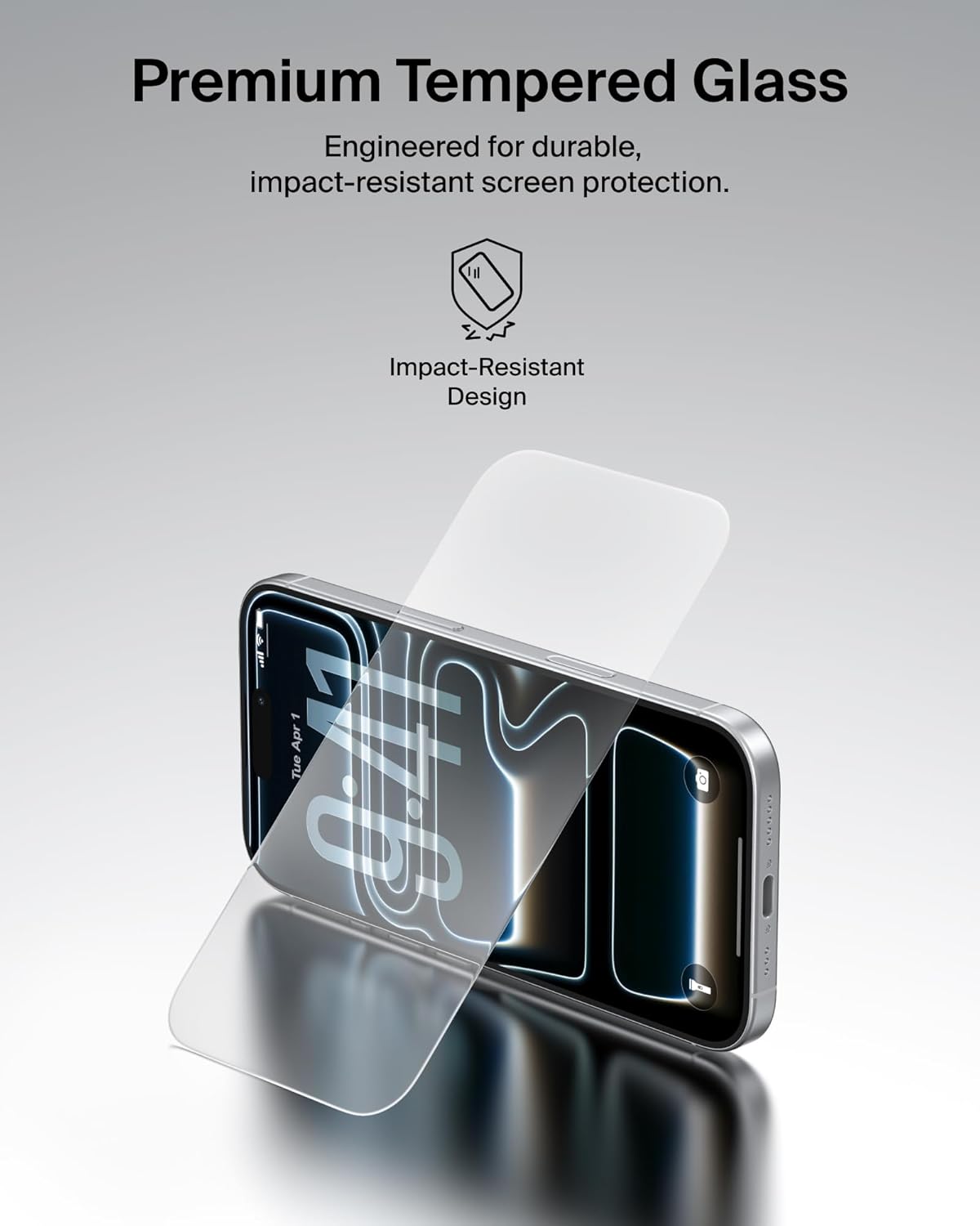 17 Belkin ScreenForce TemperedGlass Screen Protector for iPhone Pro, Scratch-Resistant Impact Protection w/Included