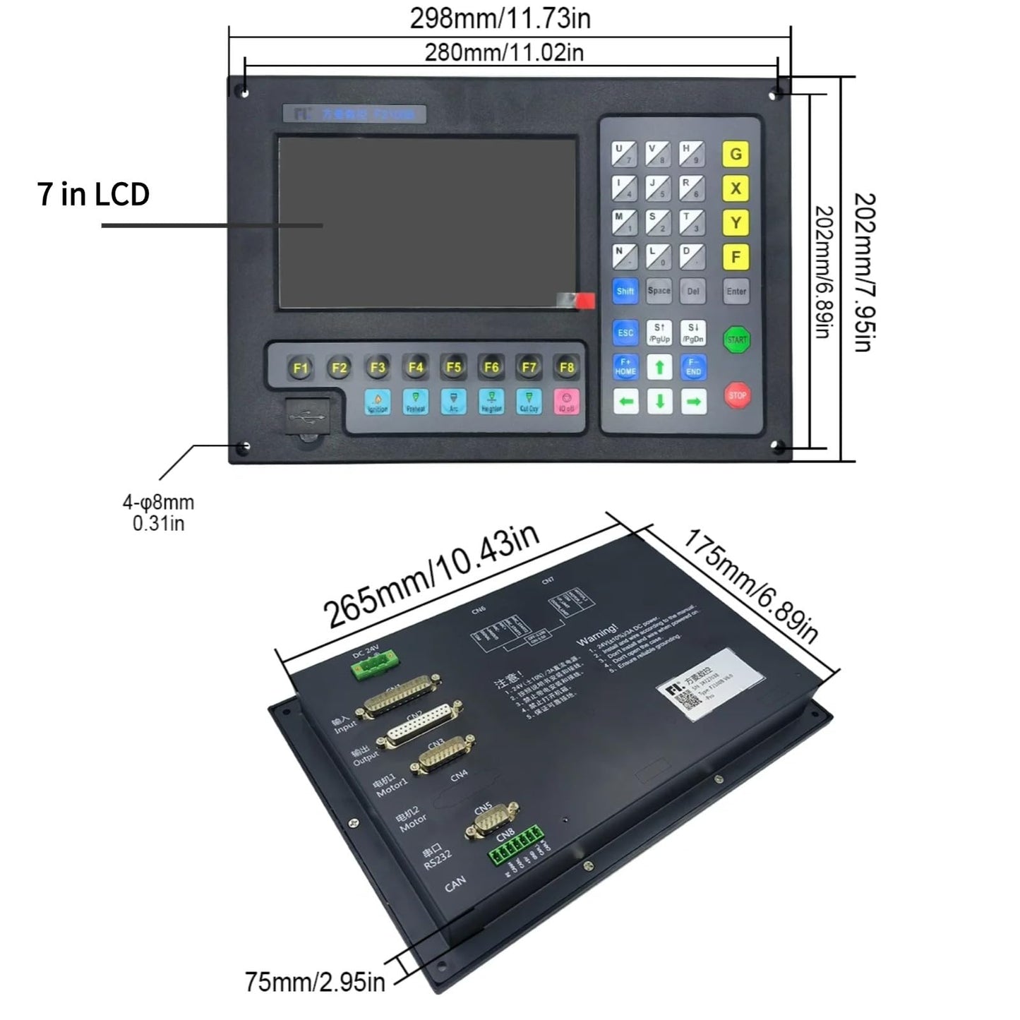 Dual Axis CNC Motion Controller System F2100B 7" HD LCD Display for Plasma Cutting Machine Precision Control Unit with Stable Linkage Technology