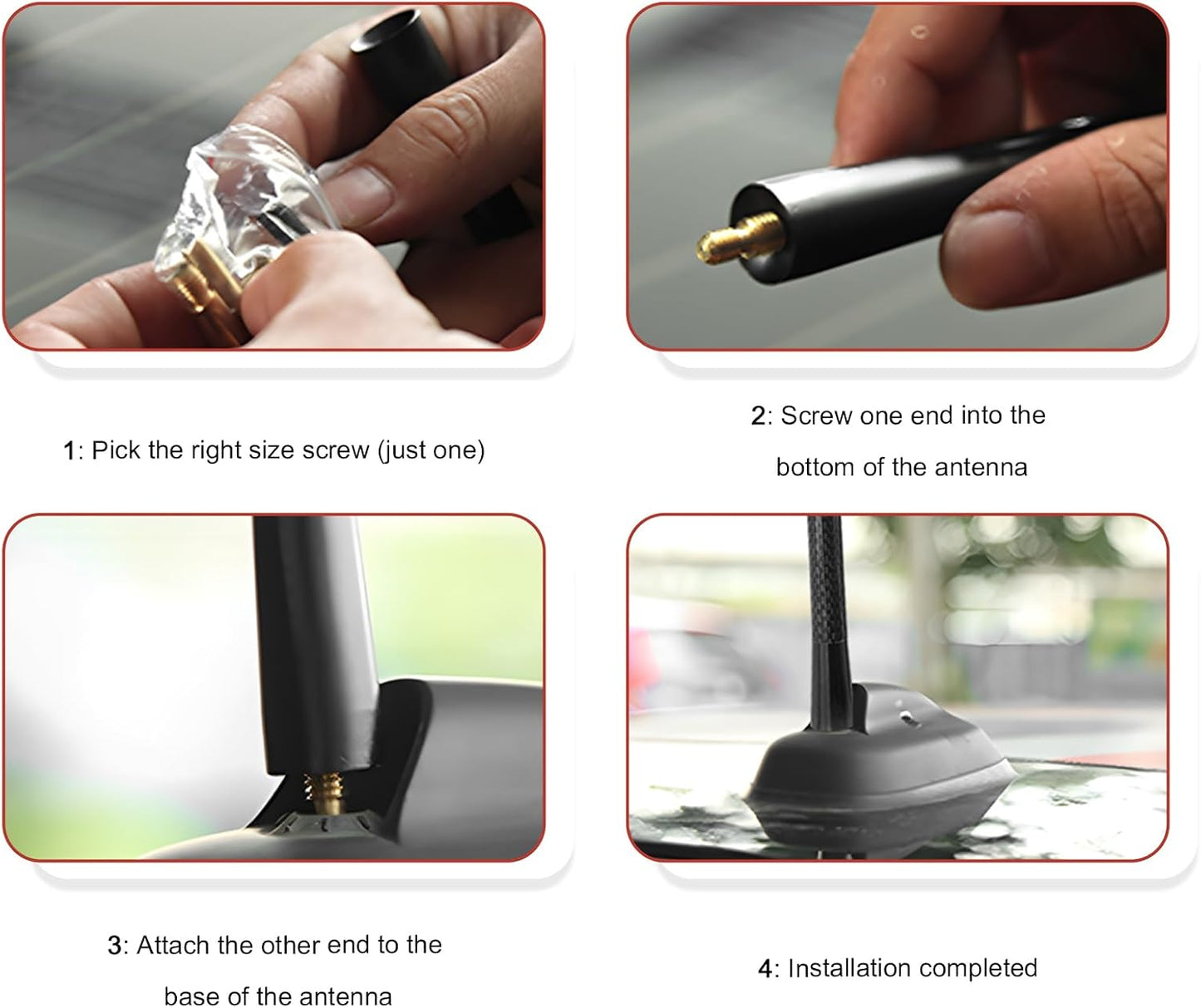 Rdxcv 3.11" Car Short Antenna, Aluminum Alloy Radio Stereo Antennas with Screws & Rubber Gaskets, Universal Stubby