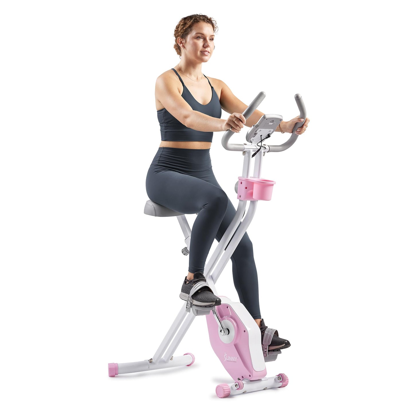 Sunny Health & Fitness Smart Folding X-Bike, Portable Compact Exercise Bike for Indoor Cycling Workout, Home Cardio Training Machine, Free SunnyFit App Bluetooth Connect