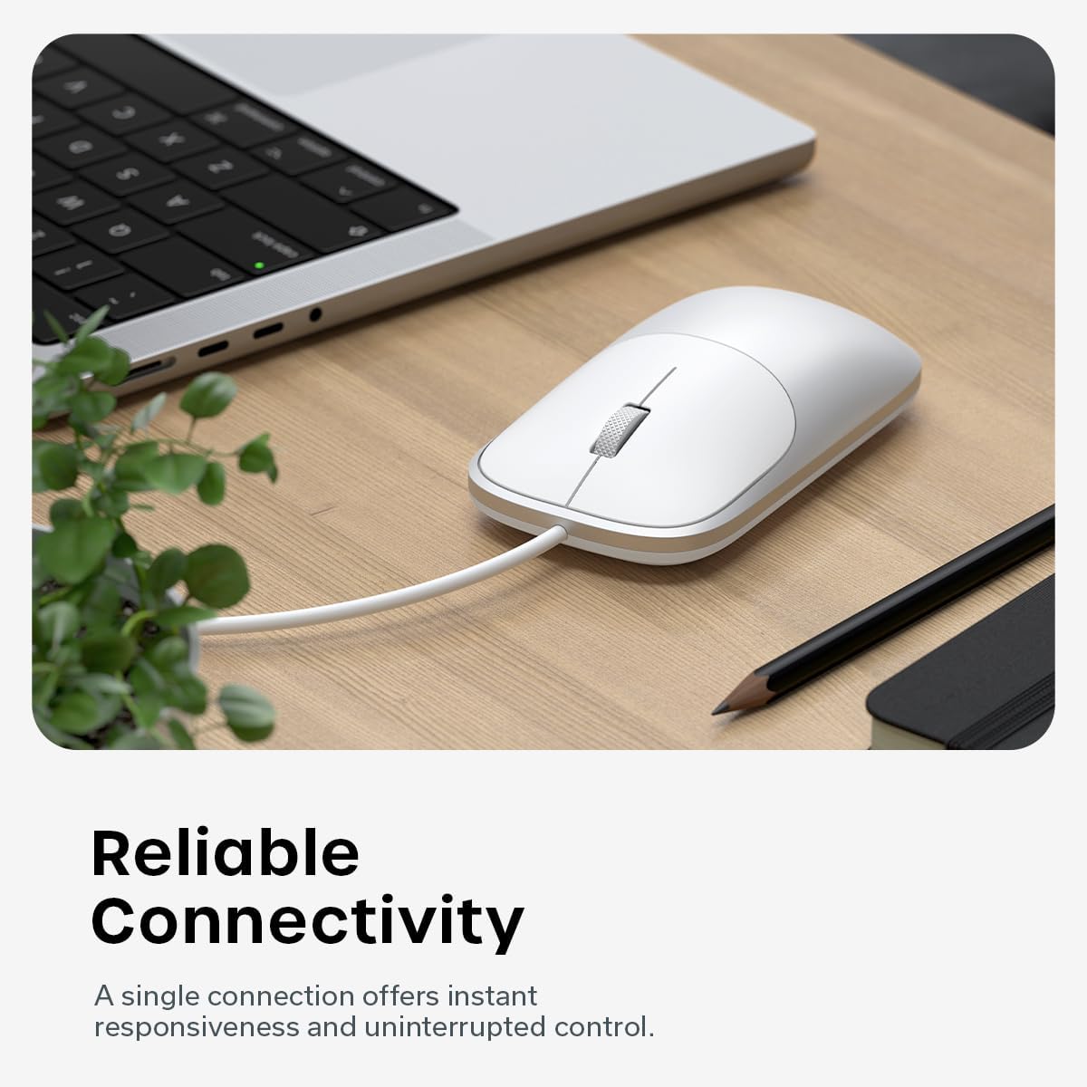 Satechi Setups, Slim LX Wired Mouse, Aluminum Design with USB-C Connectivity, Quiet Click Performance, Designed for Mac