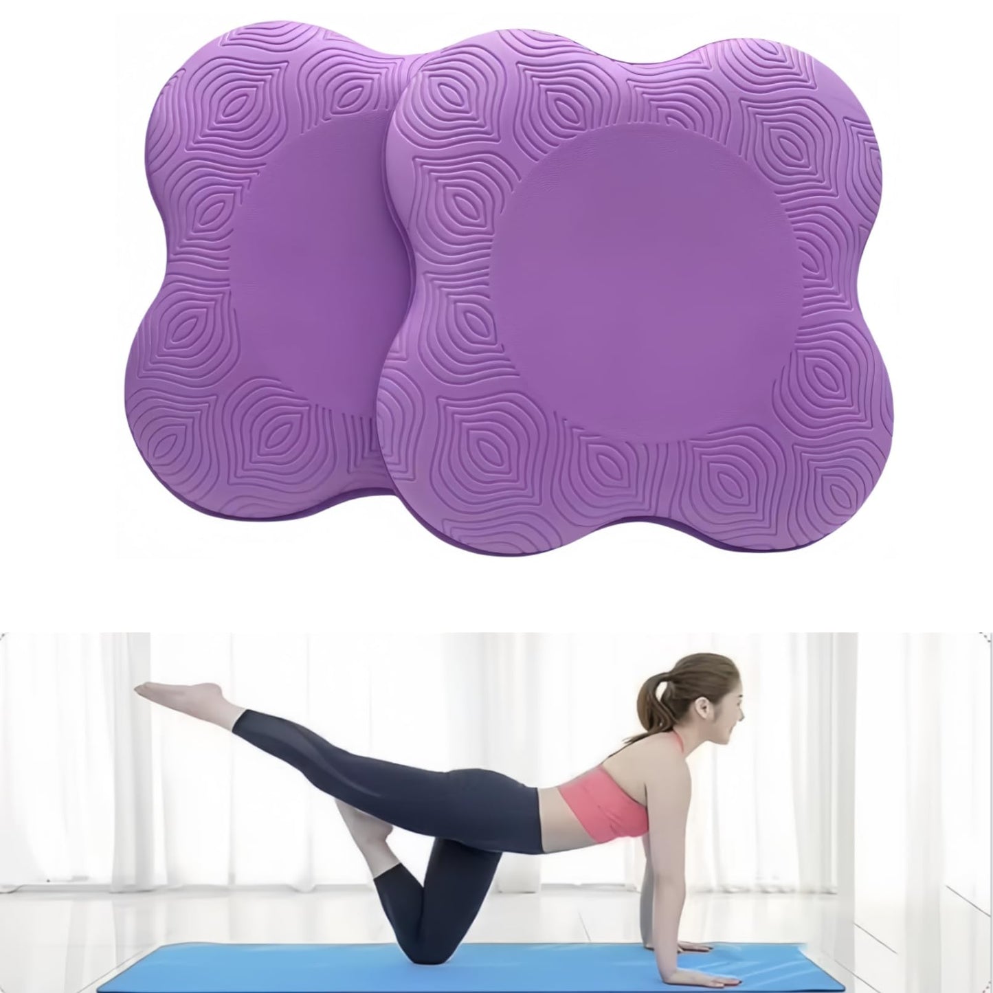 Kenhihi Yoga Knee Guards (Set of 2) - Male and Female Yoga Props and Accessories for Fitness, Travel, Meditation, Kneeling, Balance, Floor, Pilates Pads for Knee and Elbow (Purple)