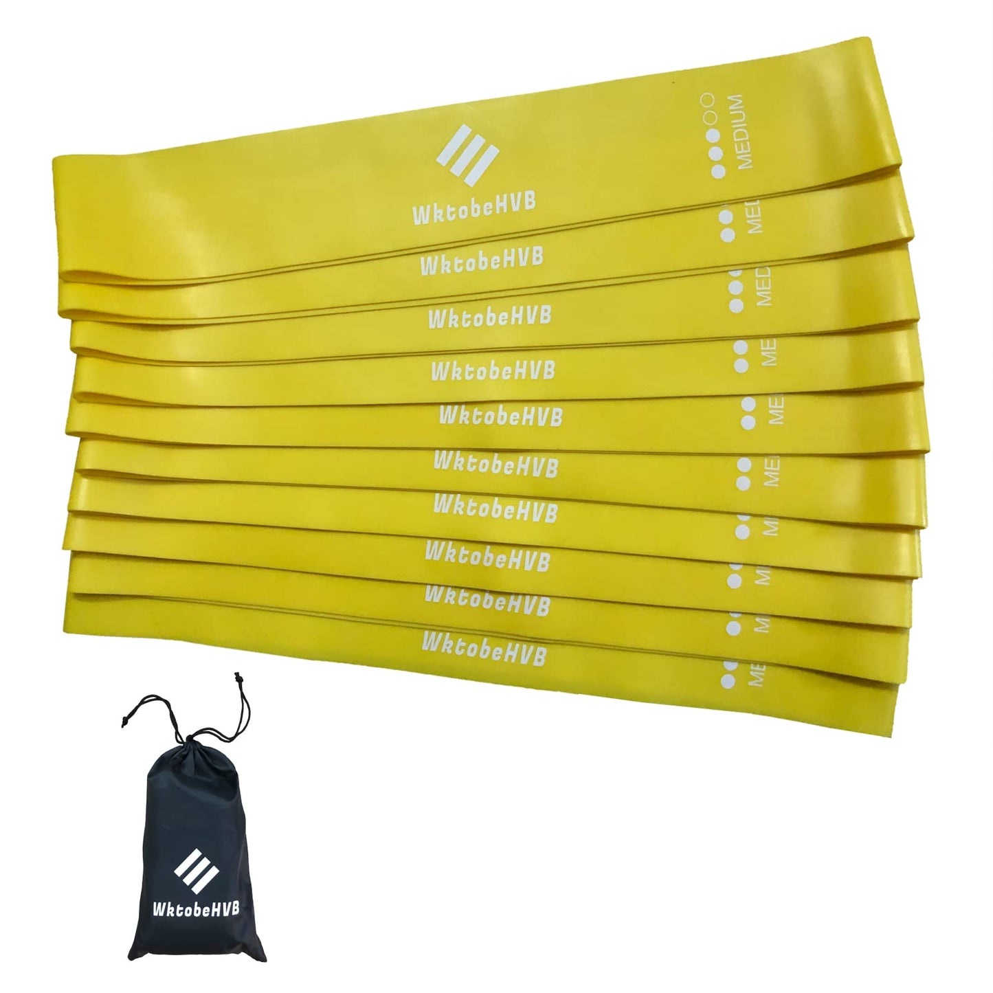 WktobeHVB Resistance Loop Exercise Bands-Stretch Bands for Working Out with Carry Bag-Elastic Band for Physical Therapy, Rehab, Yoga, Pilates and Strength Training (10×2 Inch, Yellow 10 Pack (Medium))