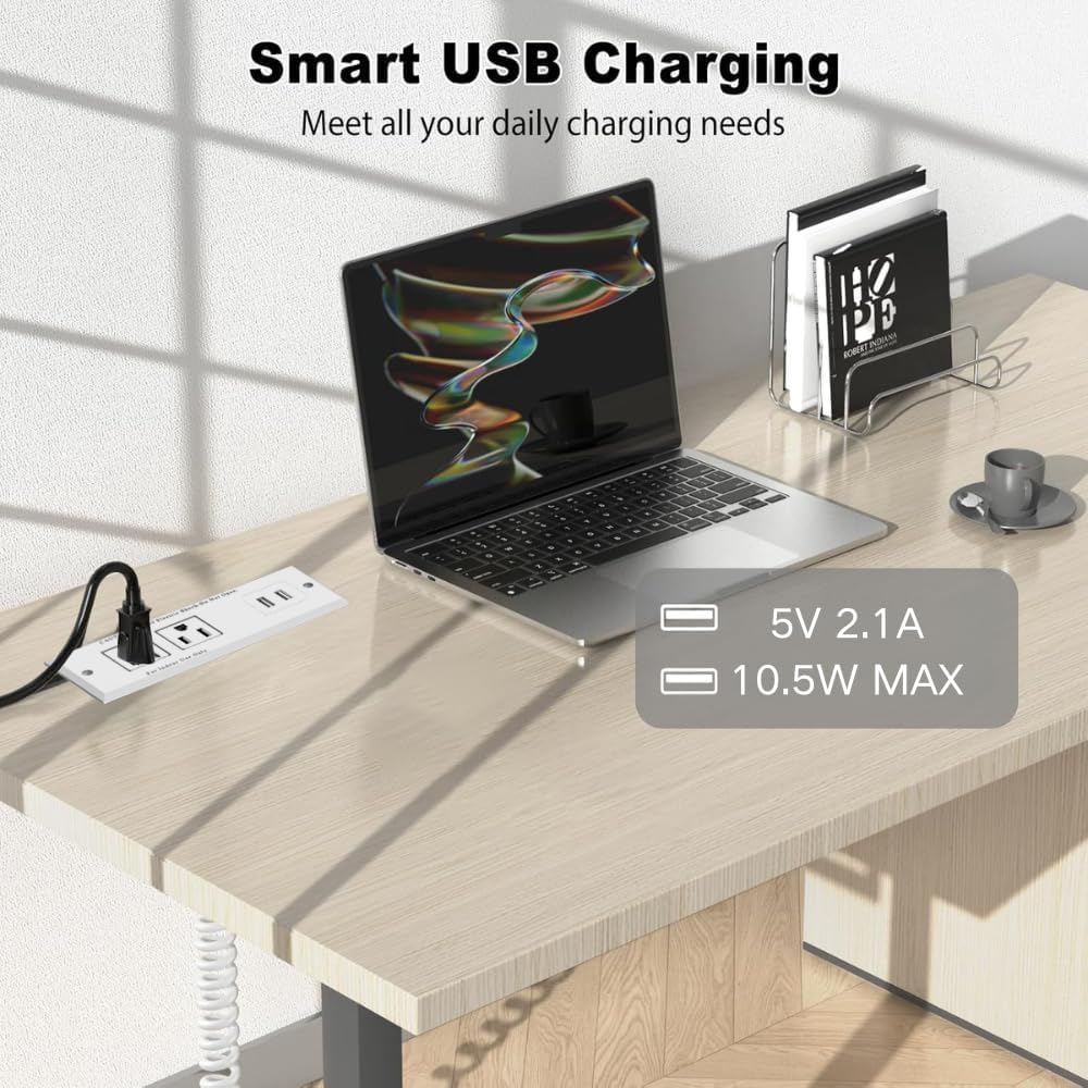 Geao Adapter 1500W Recessed Power Strip Mount Hidden Charging Station with USB Plug Multiple Surge Protector Outlet
