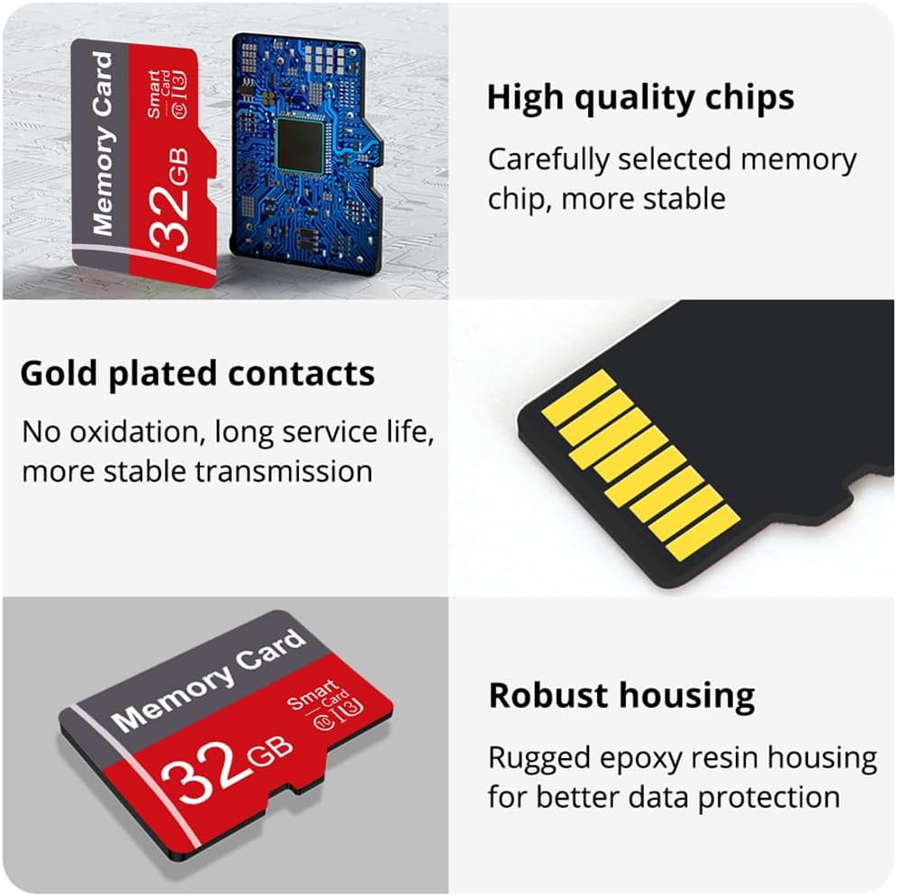Yicunxin 2 Pack 32GB C10 A1 (32, Memory Card with Adapter, High Speed TF Card, UHS-I Memory TF Card for Tablet/Mobile