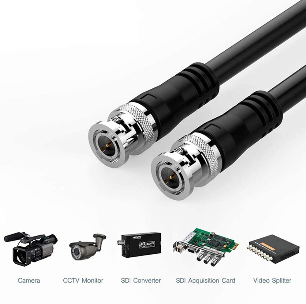 JOINSI 5-Pack 6.6ft 75-Ohm BNC Male to BNC Male Jumper Cable Extension Connector for CCTV DVR to TV System