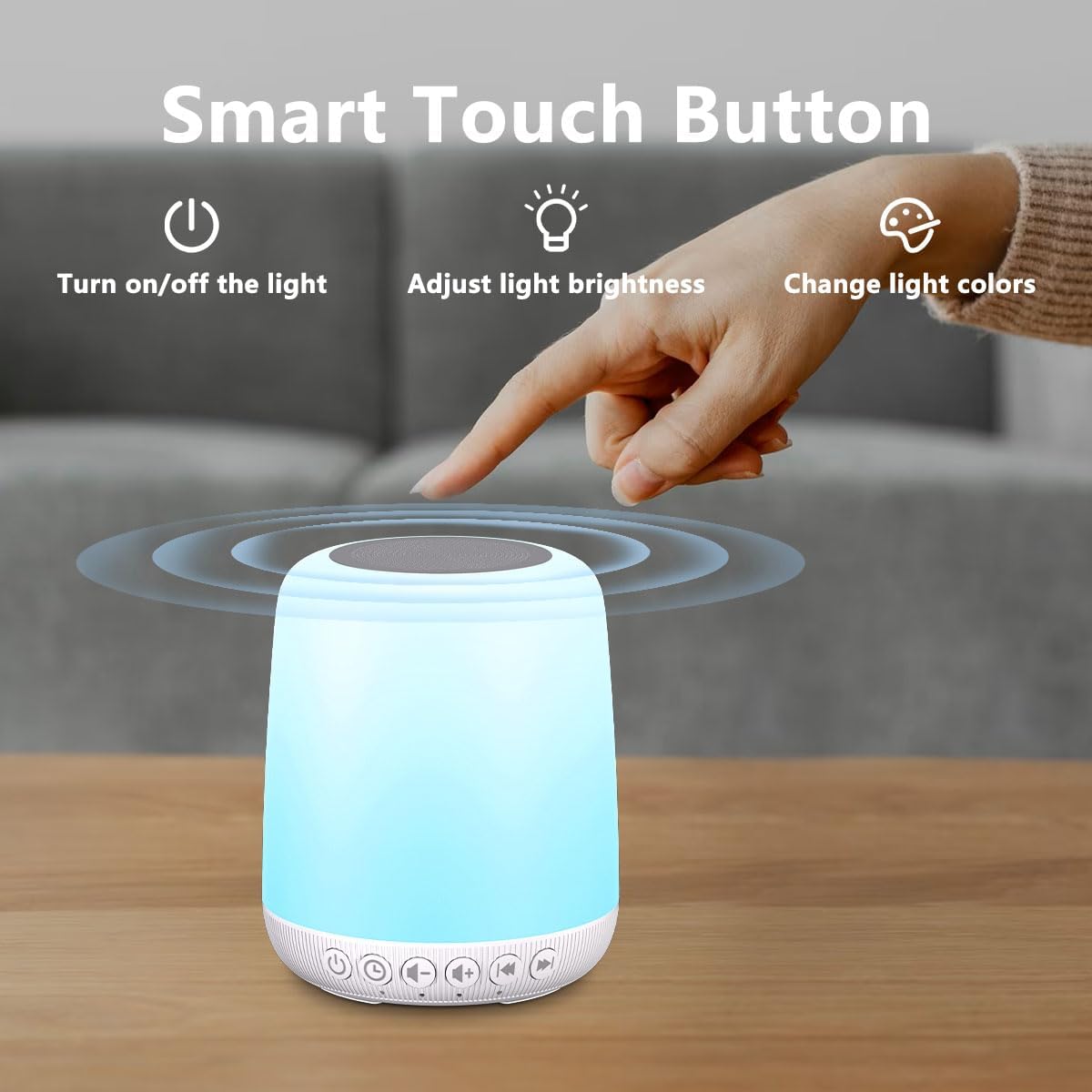 Skiennix White Noise Sound Machine - Portable Sleep Aid with 30 Soothing Sounds & 12 Night Light Colors