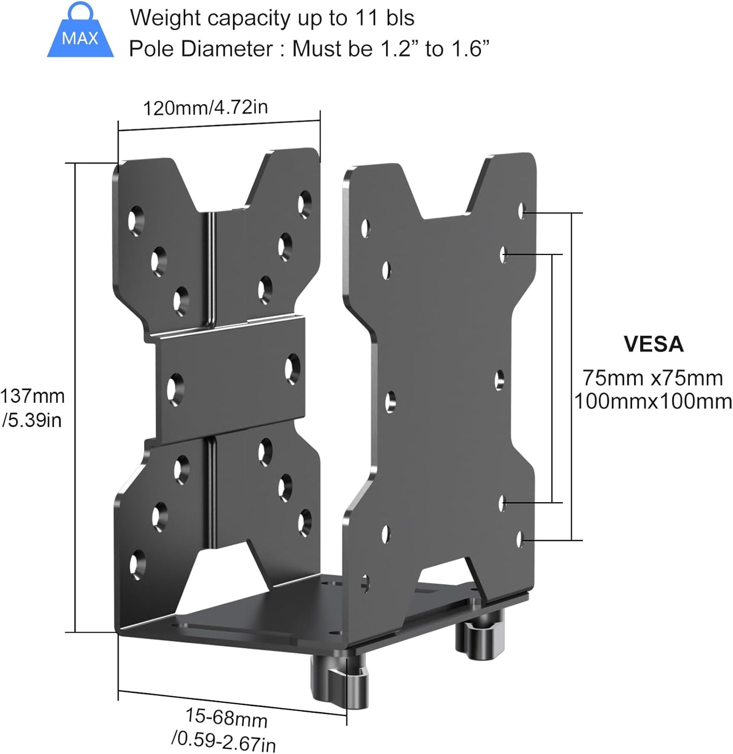ZJJ002 suptek Thin Client Mount Bracket Adjustable Mini PC Mount Bracket,CPU VESA Under Desk and Monitor Arm Computer