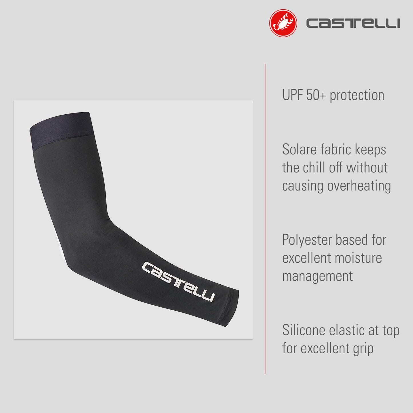 CASTELLI, UPF 50+ Light Arm 2 Sleeves, Black, S