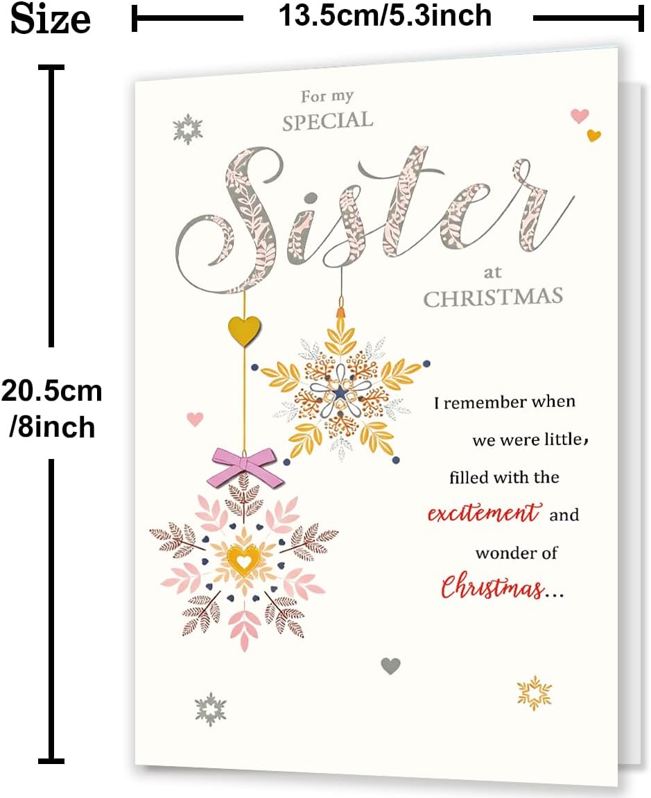 Sister Christmas Card - Merry Xmas Card for Sisters | Perfect Holiday Gift Idea