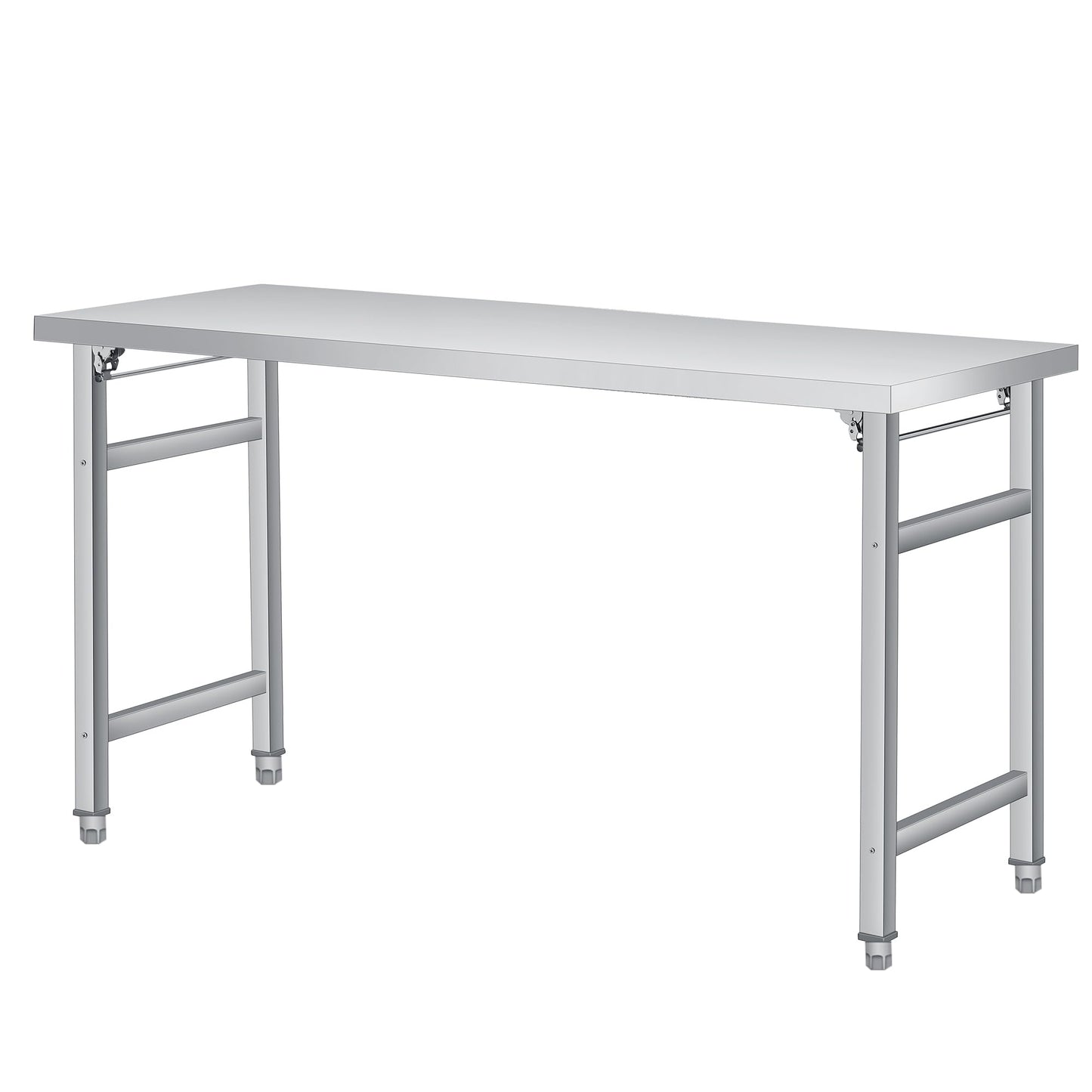 60" x 24" Stainless Steel Folding Table - 520 LBS Commercial Foldable Prep Table, Open Base Worktable with Adjustable Undershelf and Feet, for Home Kitchen Restaurant Garage Warehouse, Heavy Duty