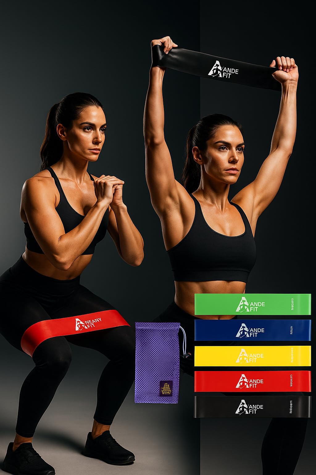 AndeFit Resistance Bands Set - 5 Levels for Home Workout, Glutes, Yoga & Strength Training - Durable Fitness Bands with Carry Bag