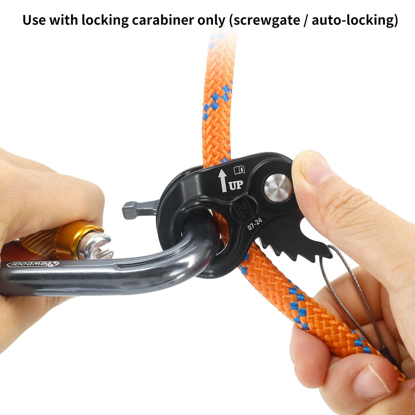 NewDoar Rope Ascender Lightweight Rope Clamp Ascender Riser Adjuster Fits 8-13mm Rope Self-Locking Grip for Rock Climbing,Protection Rescue,Rappelling,Gear Equipment(Black,Serrated Teeth)