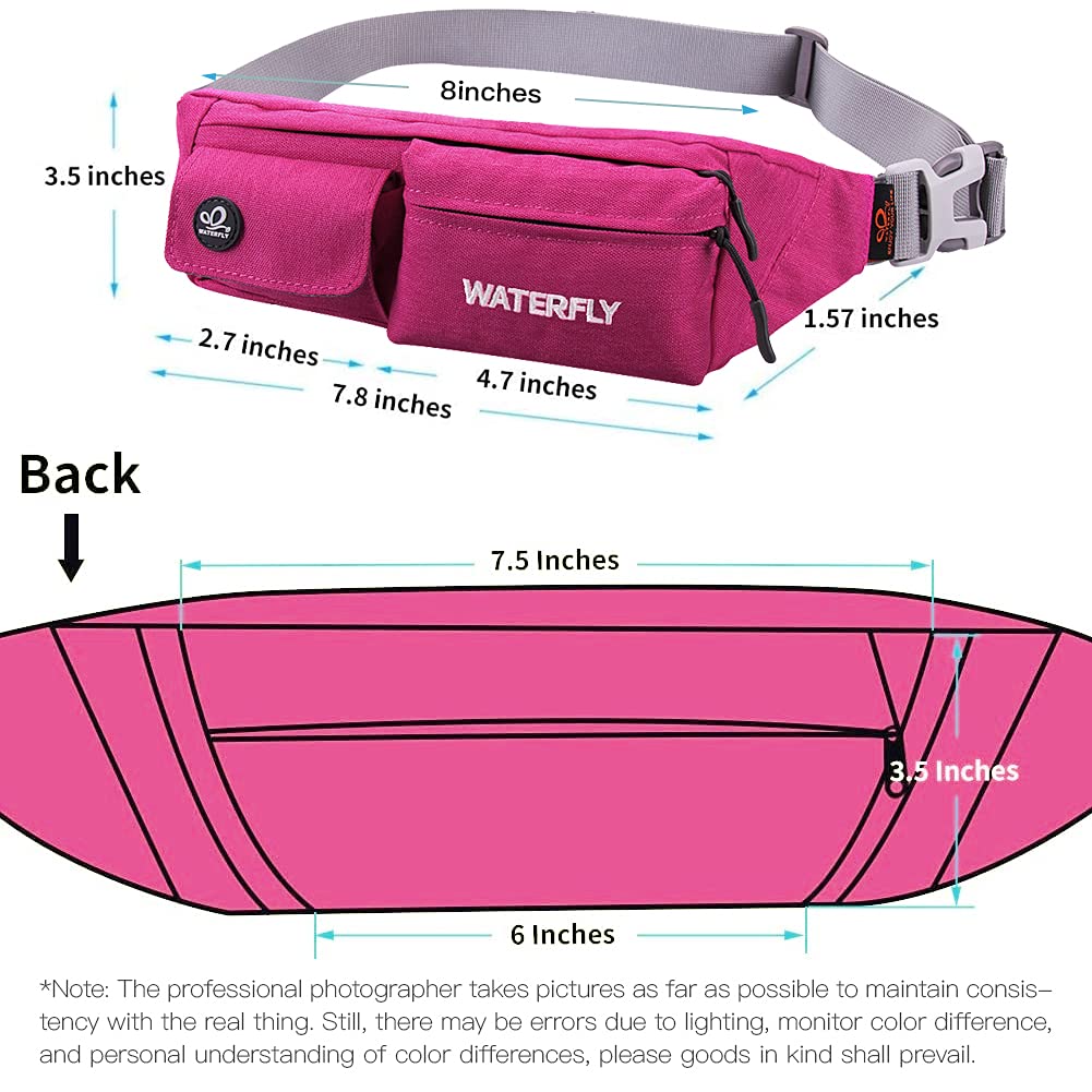 WATERFLY Fanny Pack Slim Soft Polyester Water Resistant Waist Bag Pack for Man Women Carrying iPhone 8 Samsung S6