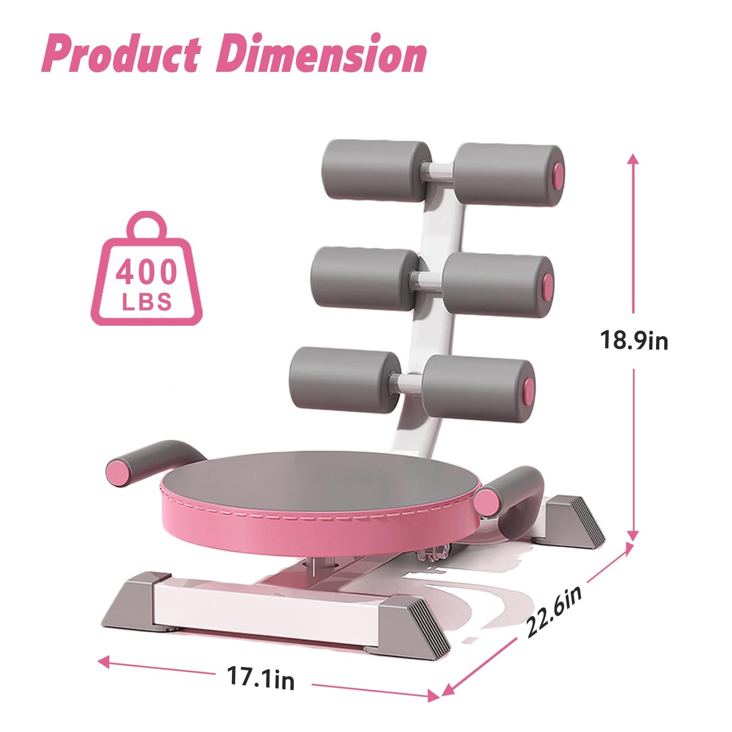 Ab Machine with Auto Rebound, 360° Rotating Seat Ab Trainer for Home Workout, Foldable Sit Up Exercise Equipment for Core Abs Training, Adjustable Home Gym Fitness Equipment
