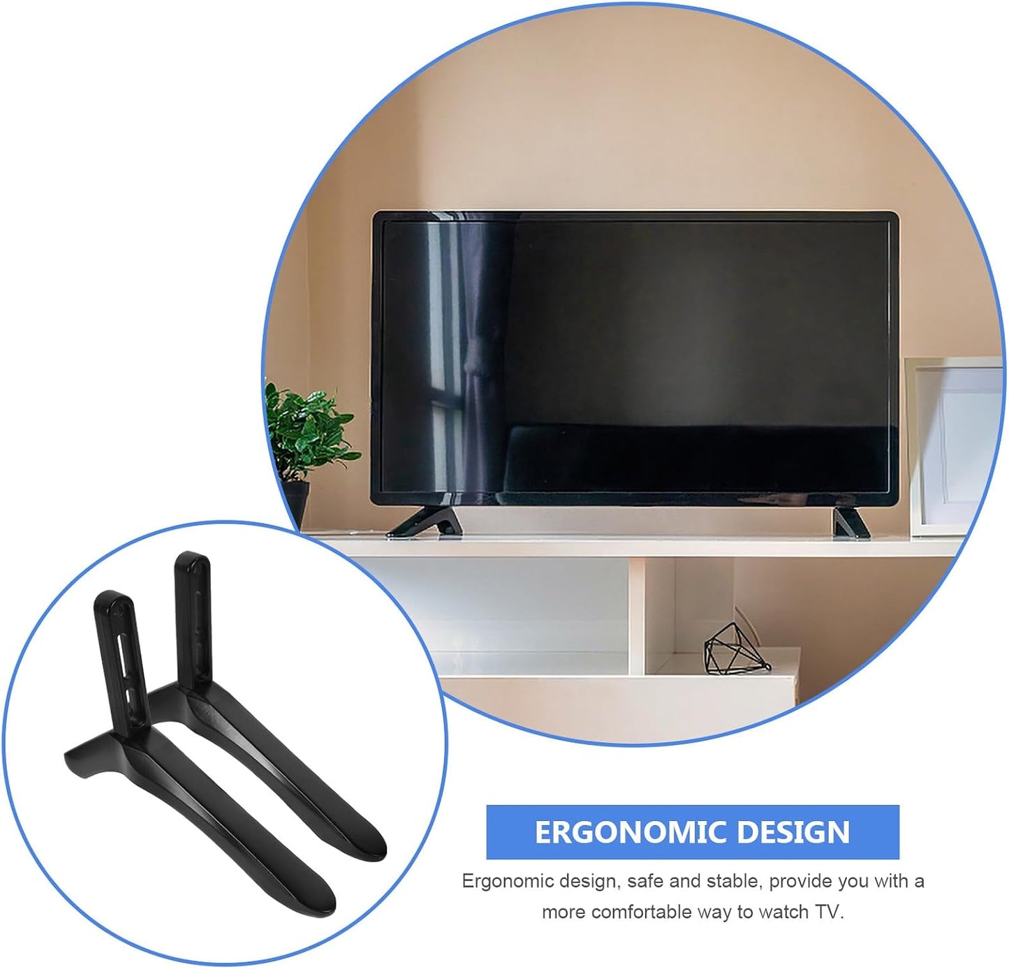 Uonlytech TV Stand Base Pedestal with Screws Black Tabletop TV Holder Support Bracket Replacement Feet Support