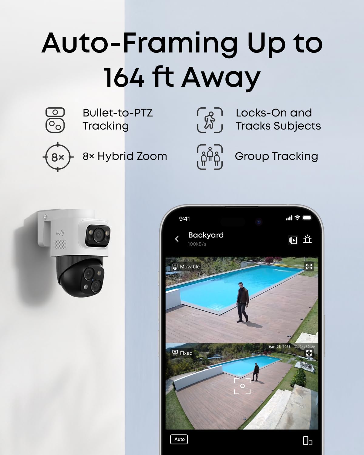 eufy 4K NVR Security Camera System S4 Max, Power Over Ethernet, Wired, 24/7 Recording, Triple Lens Bullet-PTZ Cam, 360° PTZ, Up to 16CH, Cross-Cam Tracking, 8× Auto Zoom, Smart Video Search, 2TB HDD