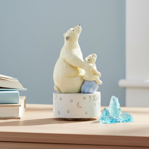 AIDLNS Polar Bear Music Box - Hand-Painted Keepsake Figurine | I Love You to the Moon and Back