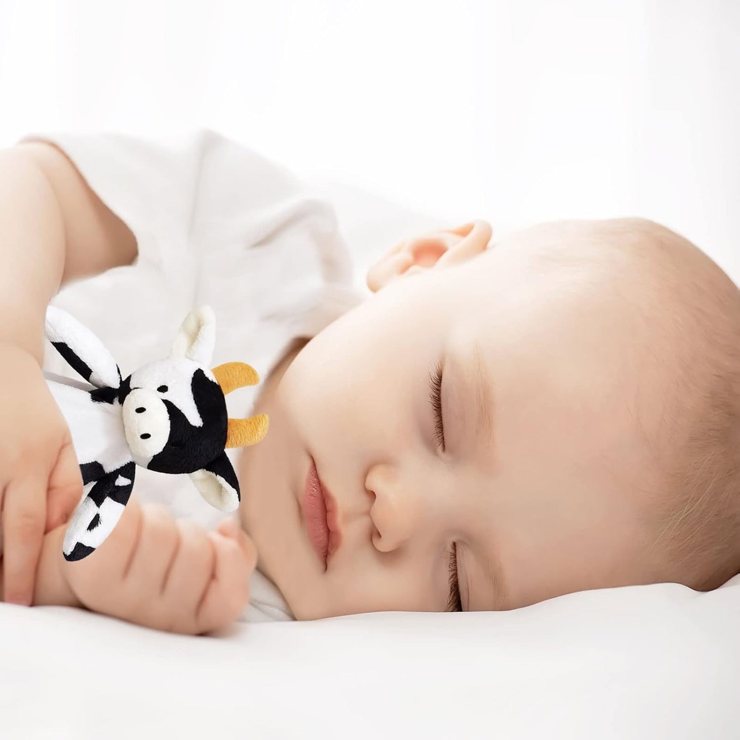 Skiennix Baby Cow Stuffed Animal Security Blanket - Plush Lovey for Newborns & Toddlers, 13 Inches, Orange Horns