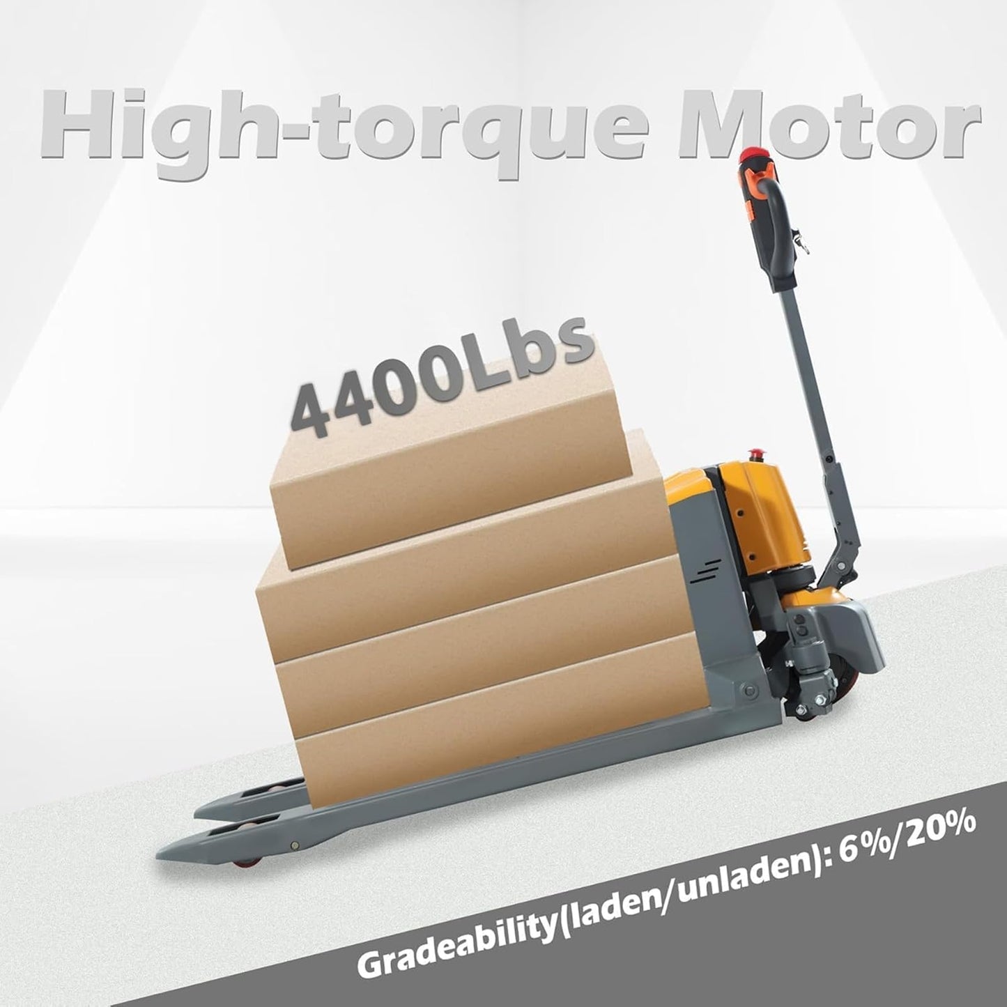 Apollo Full Electric Pallet Truck Lithium Power Pallet Jack Truck 4400lbs Capacity 48" L x 27" W Forks for Material Handling, Strong Torque for Climbing, Suitable for Warehouse, Supermarket, A-1038