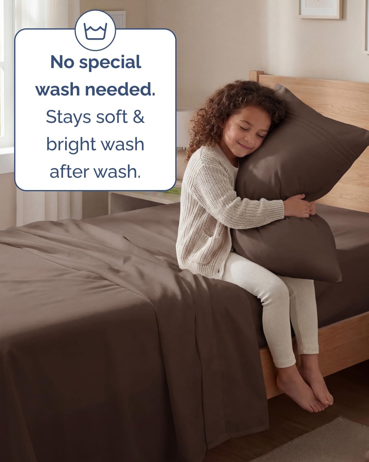 Skiennix Twin Size 3-Piece Sheet Set - Ultra-Soft, Breathable & Cooling Bedding - Deep Pockets, Oeko-Tex Certified - Brown