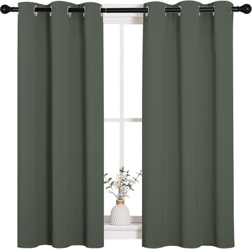 NICETOWN Blackout Curtain Panels - Dark Mallard Thermal Insulated Drapes for Bedroom | 2 Panels, W34 x L45-Inch