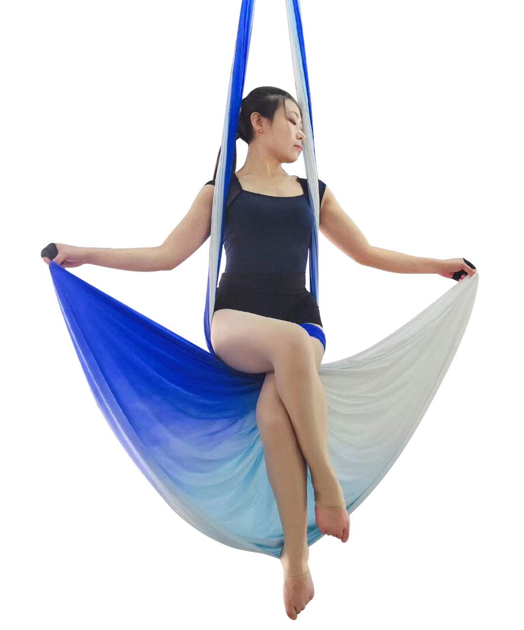 DASKING Aerial Silks Starter Kit - Durable 11Yards of Aerial Yoga Hammock with Hardware, Aerial Swing for Acrobatic Flying Yoga & All Levels (Aerial Rigging Point Up to 14ft)