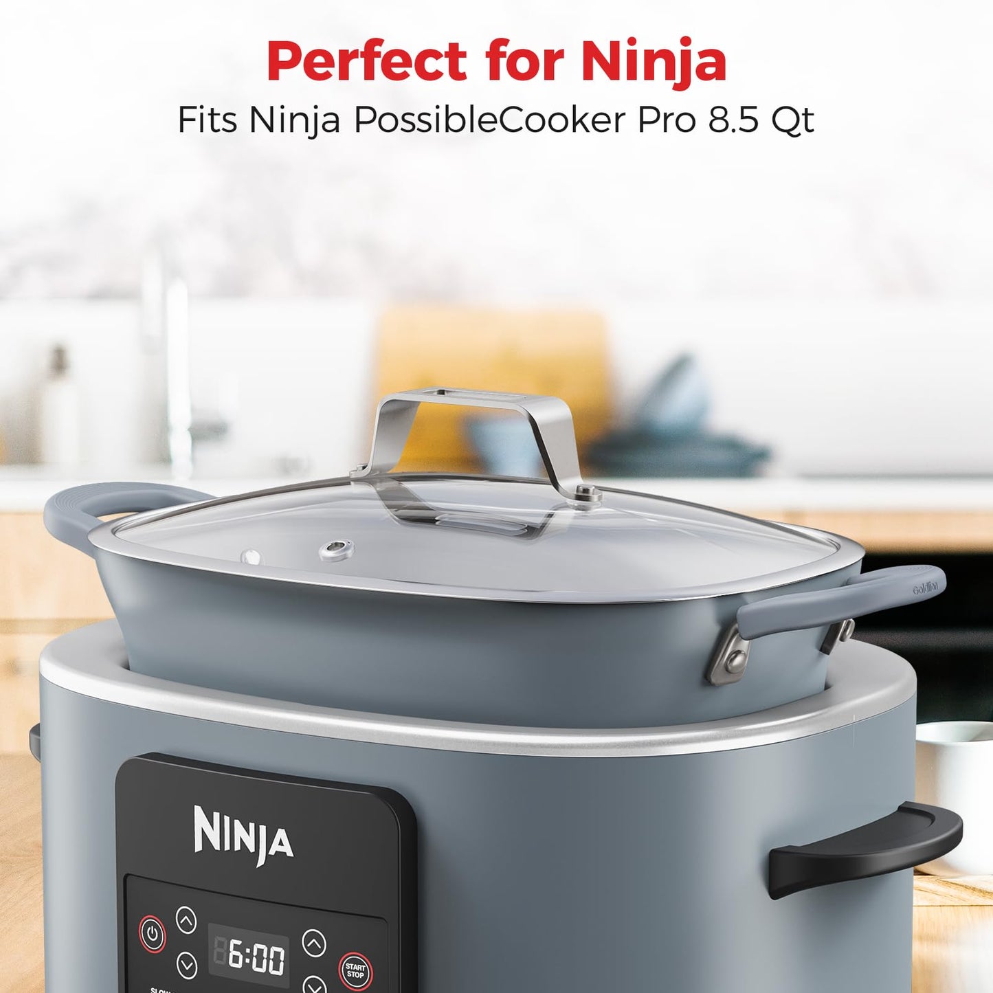 Goldlion Silicone Pot Handle Cover Compatible with Ninja Crockpot Slow Cooker - Heat-Resistant Handle Sleeve, Holder, Grip Accessories for Ninja Foodi Possiblecooker Pro, 4 Pack