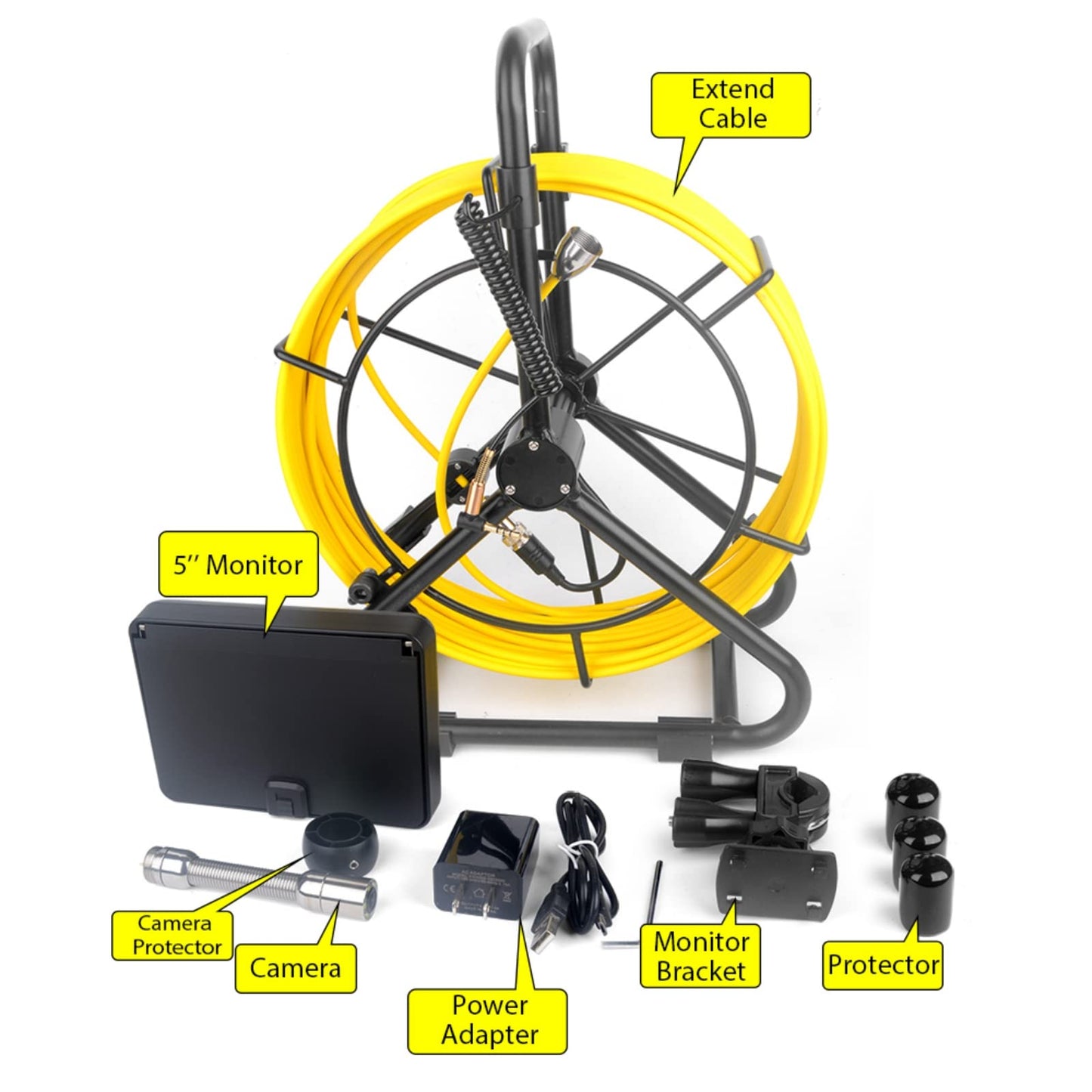 KAOLALI Endoscope Sewer Camera with Light Pipeline Inspection Endoscope Camera 5” high Resolution Screen 6 LED Light with DVR Function Snake Cable Waterproof for Sewer Line Home Pipe Plumbing