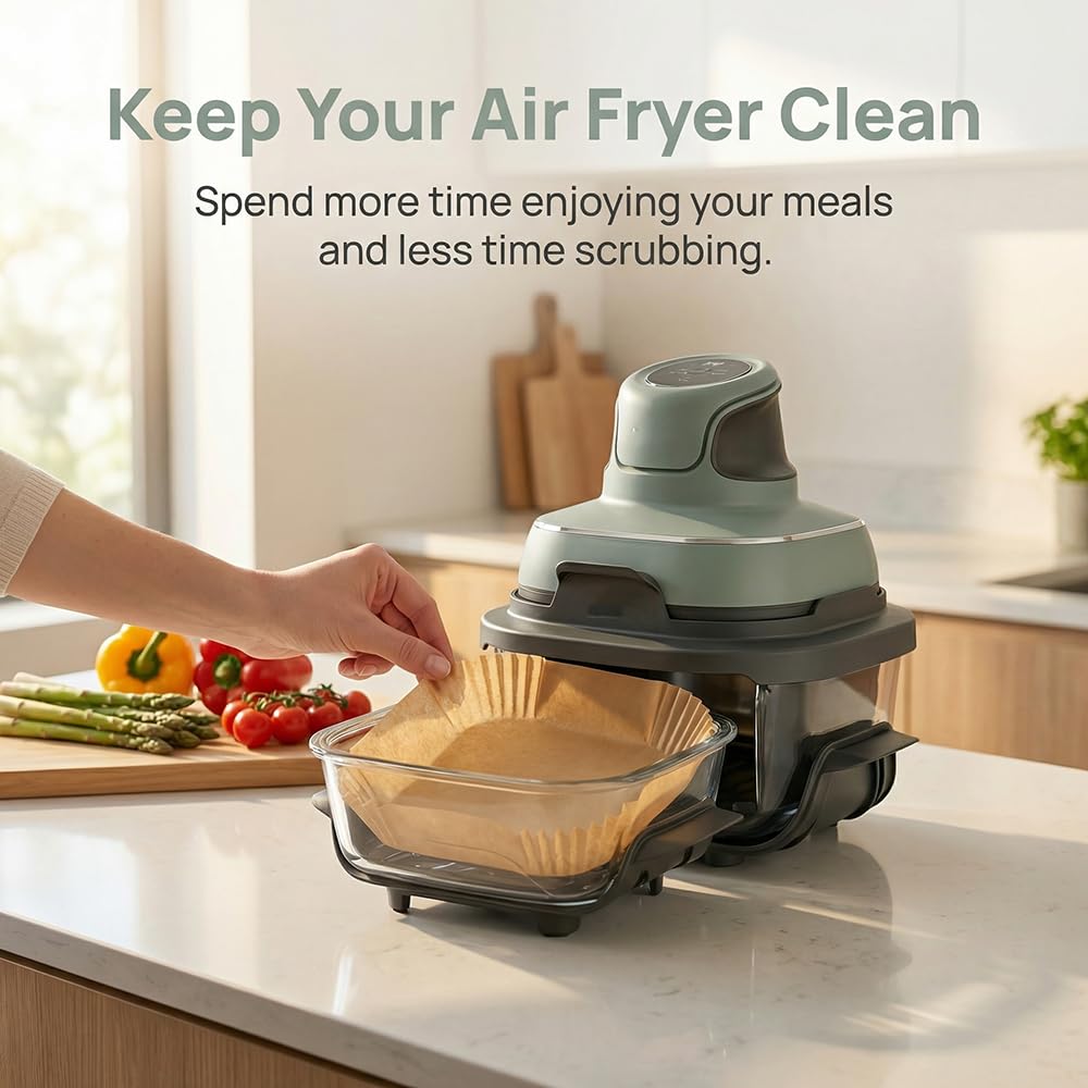 300 Pcs Disposable Air Fryer Liners for 4 QT &6 Cup,Compatible with Ninja Crispi.Non-Stick&Oil-Proof Food Grade Parchment Paper Liners for Frying,Baking(7.5 In+5.5 In)