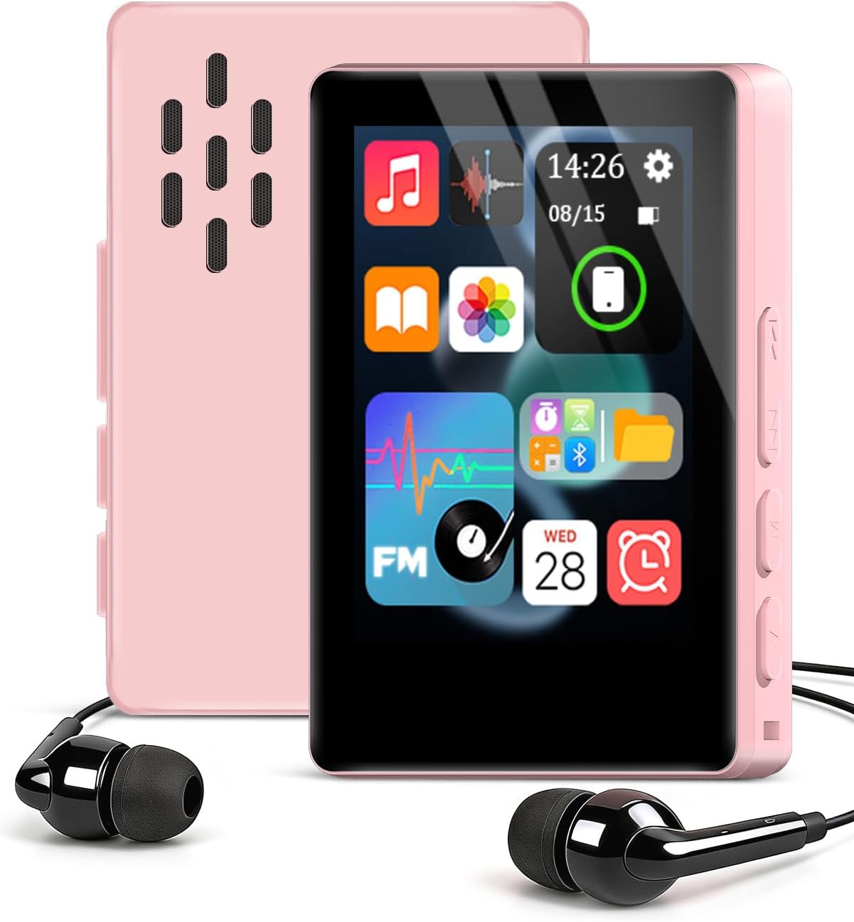 VANSING MP3 32GB MP3 512GB(Pink) Mini HiFi Bluetooth Player for Kids, Portable Audio Player with FM Radio, Digital
