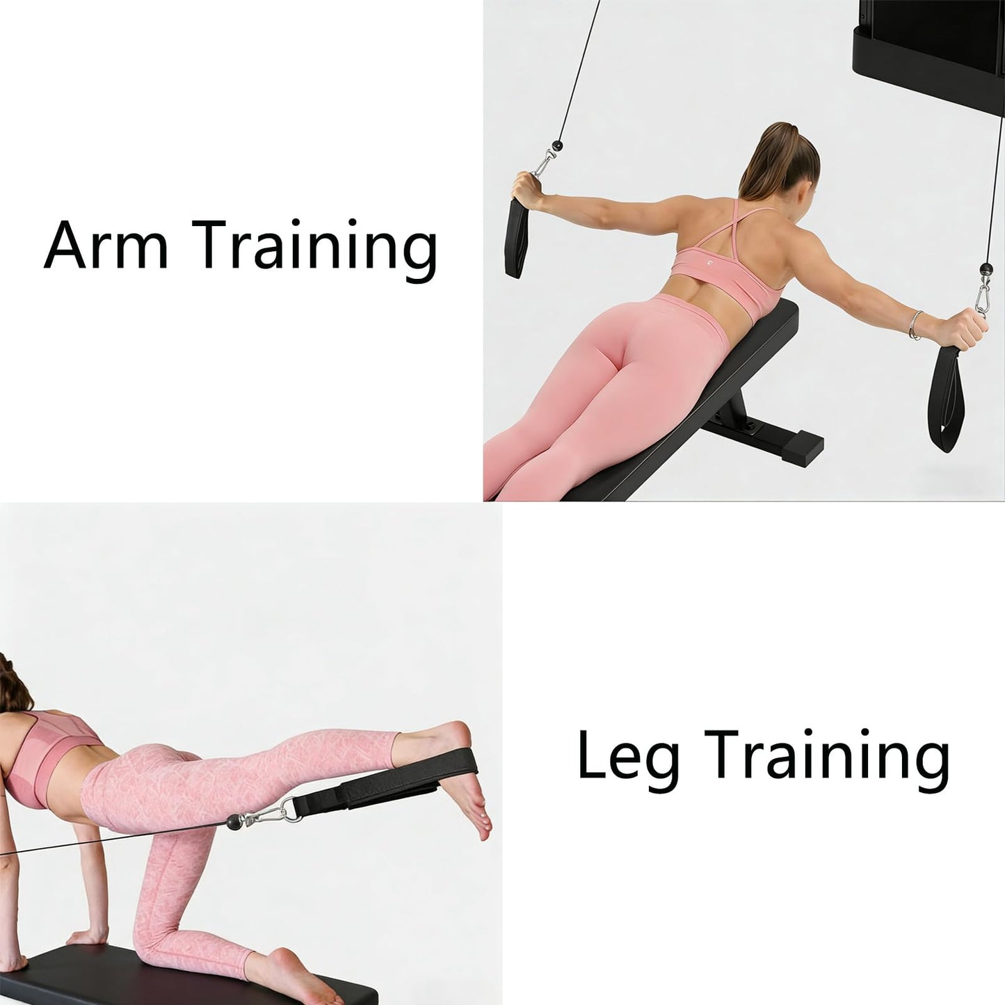 Arisenca Pilates Double Loop Straps with Extra Padding, Adjustable D Ring Reformer Straps for Home Gym, Yoga Stretching, Core Strength Training