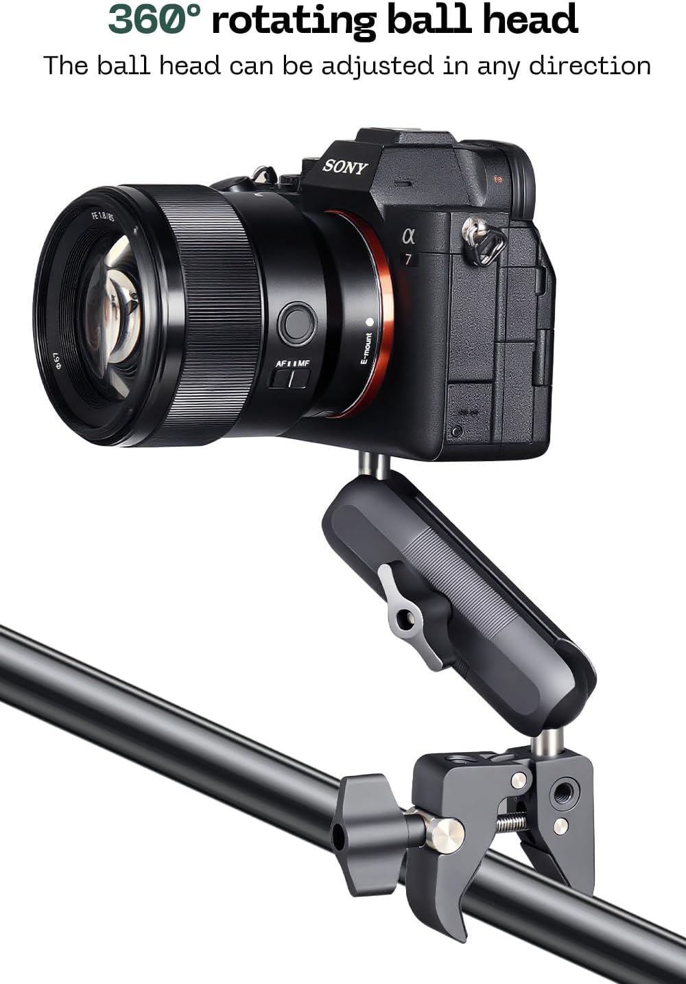 FANAUE 1" Action Camera Universal Ball Adapter with Handlebar Base Mount Strong Rod Clamp,B Size Ball Compatible Gopro
