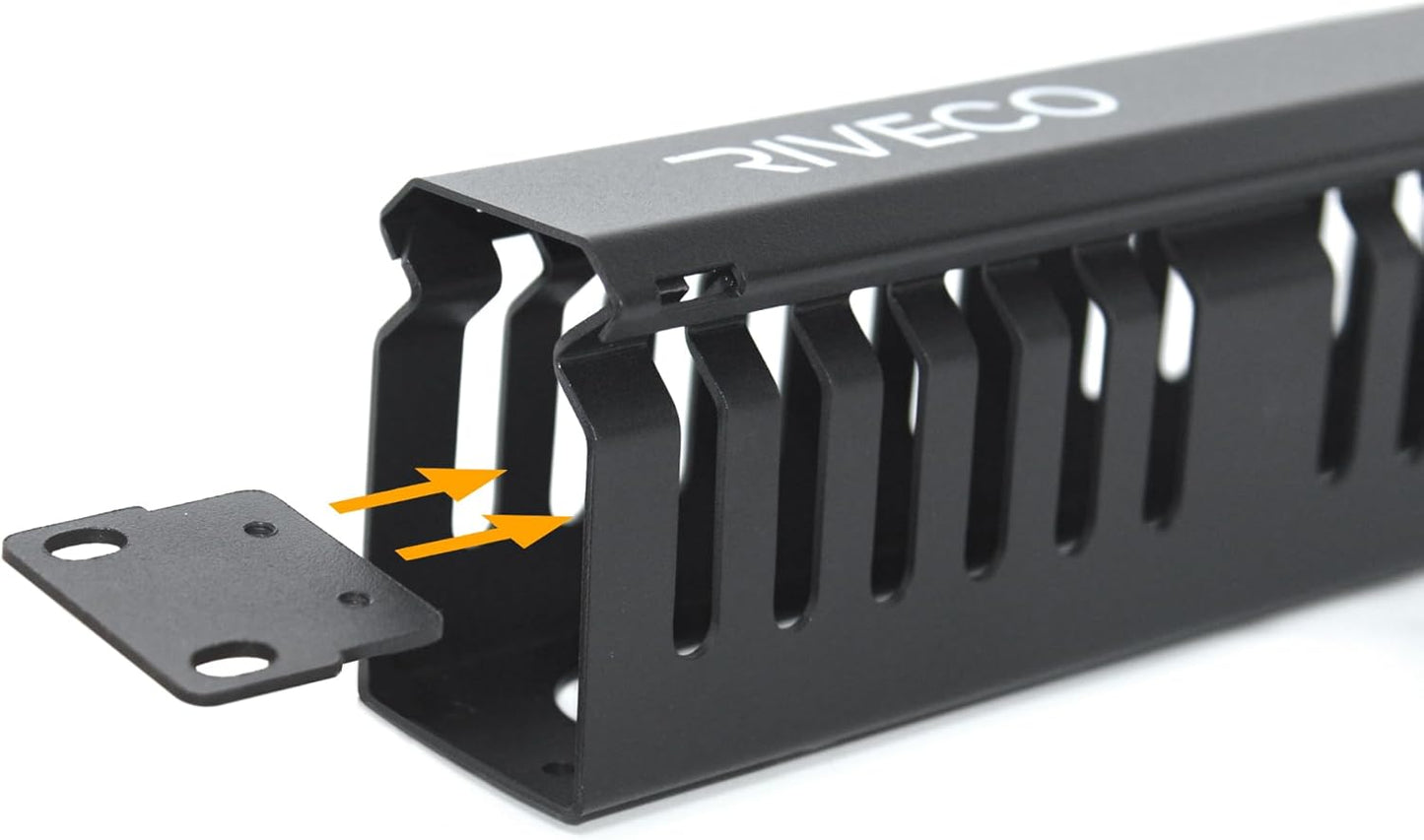 RIVECO 2PCS 1U 19 24 2.8 Inches Cable Management for Racks & Server Cabinets Managing Cord & Wire, Cable Raceway