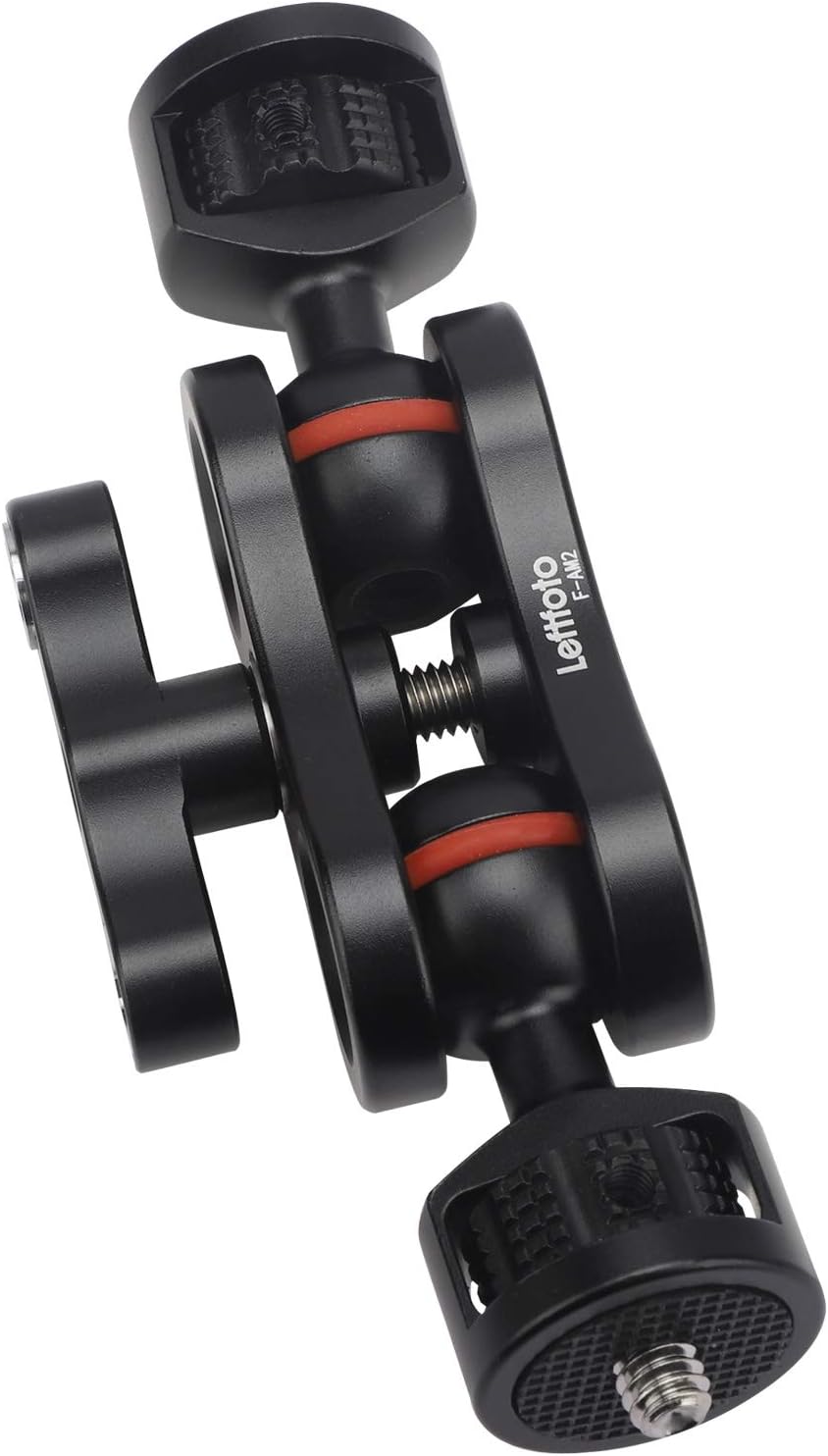 Leftfoto 360 Articulating Double Ballhead Magic Arm Monitor Mount, Double Ballheads Degree Rotation for DSLR Field