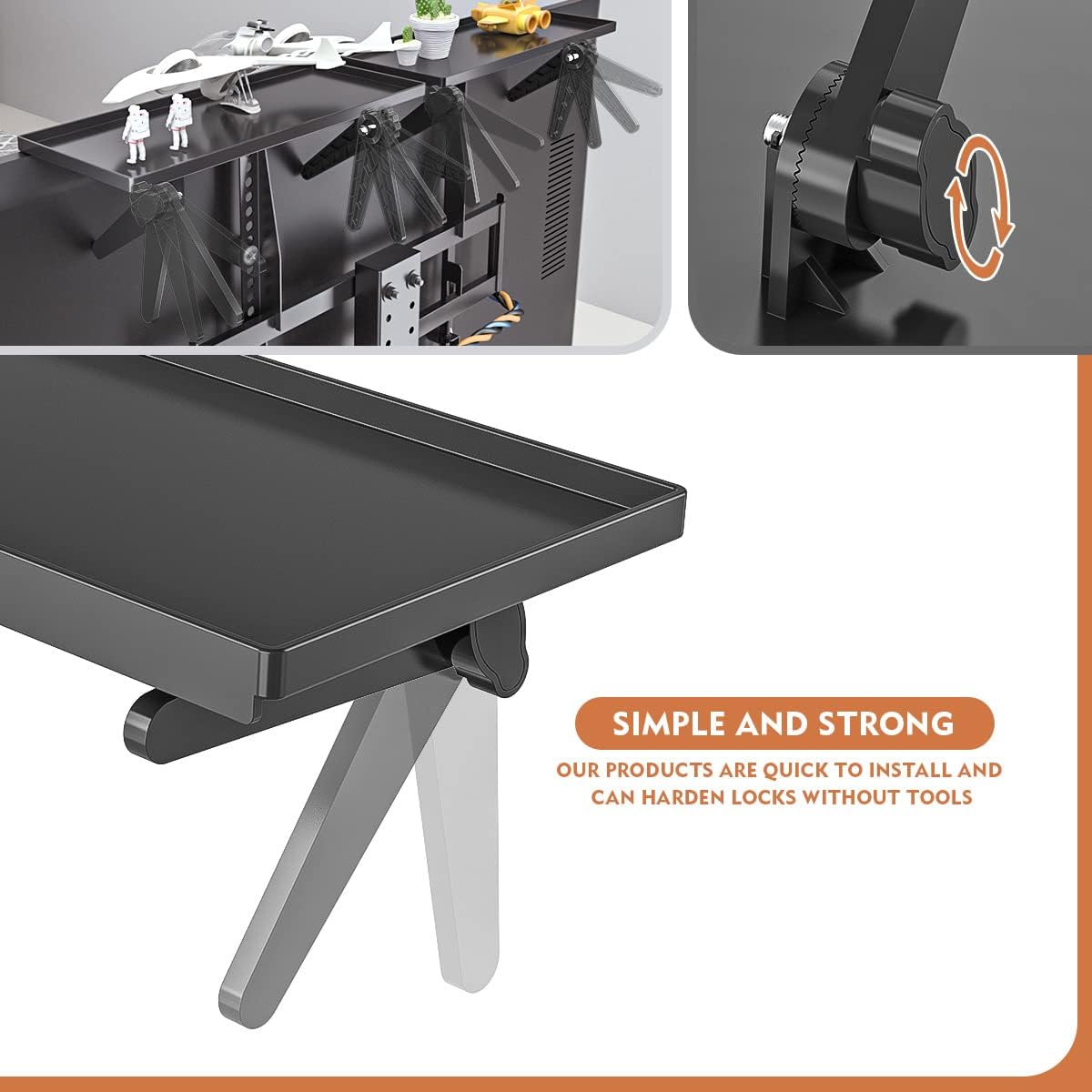 2 Pack 12 Inch Top Shelf TV Mounting Bracket Flat Panel Mount for Streaming Devices, Media Boxes, Speakers and Home