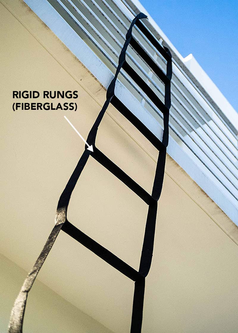 Reusable Fire Escape Ladder 3 Story 24 Foot | Made in USA Escape Ladders for 3-Story Homes | Compact | Lightweight & Portable | Fire Ladder Rope Multi-Functional & Weather Resistant