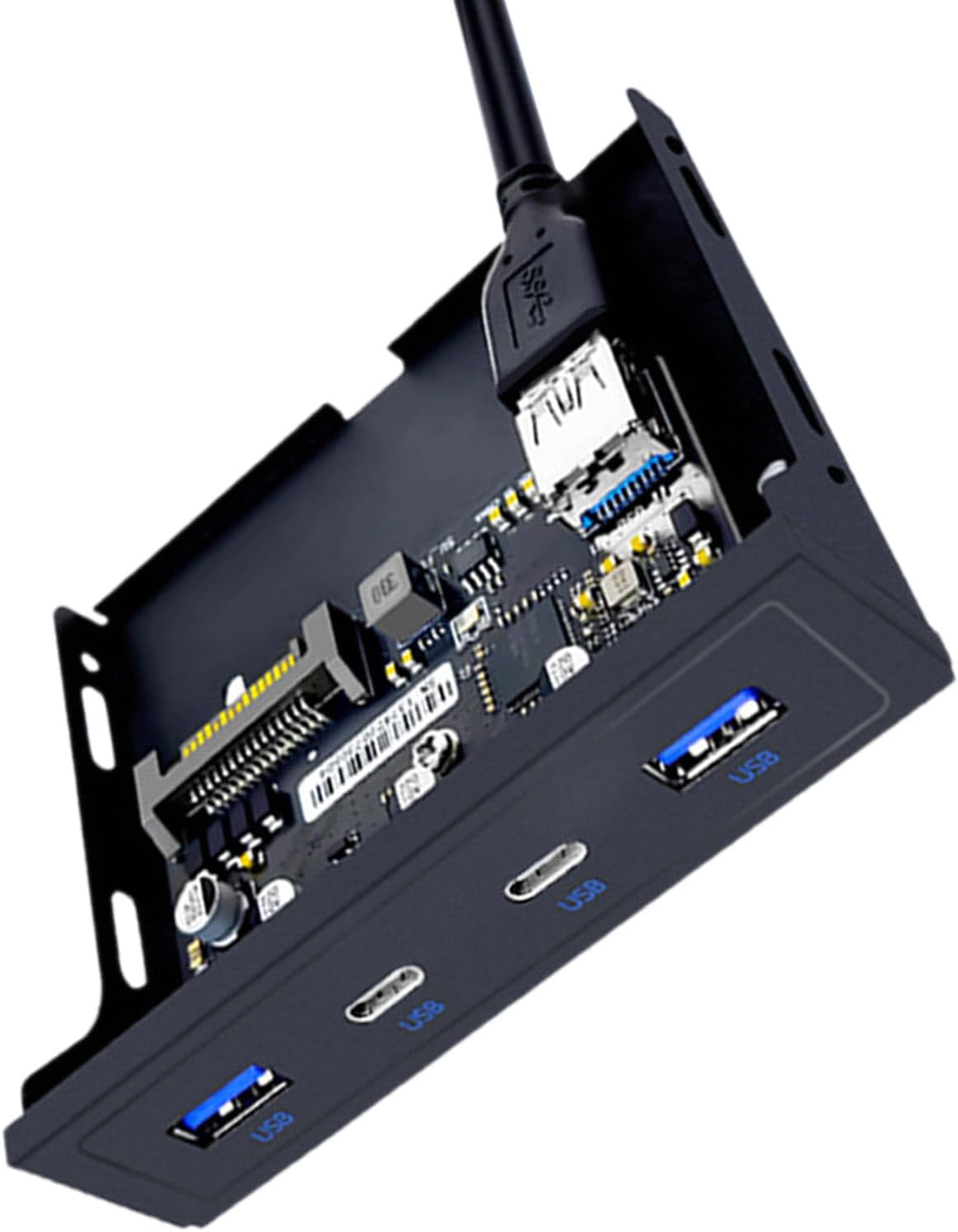 MEIBAOGE USB3.2 3.5" 4 USB3.0, USB3.2, Multiports Front Panel USB Expansion Adapter for Desktops, Soft Drives Bay, USB