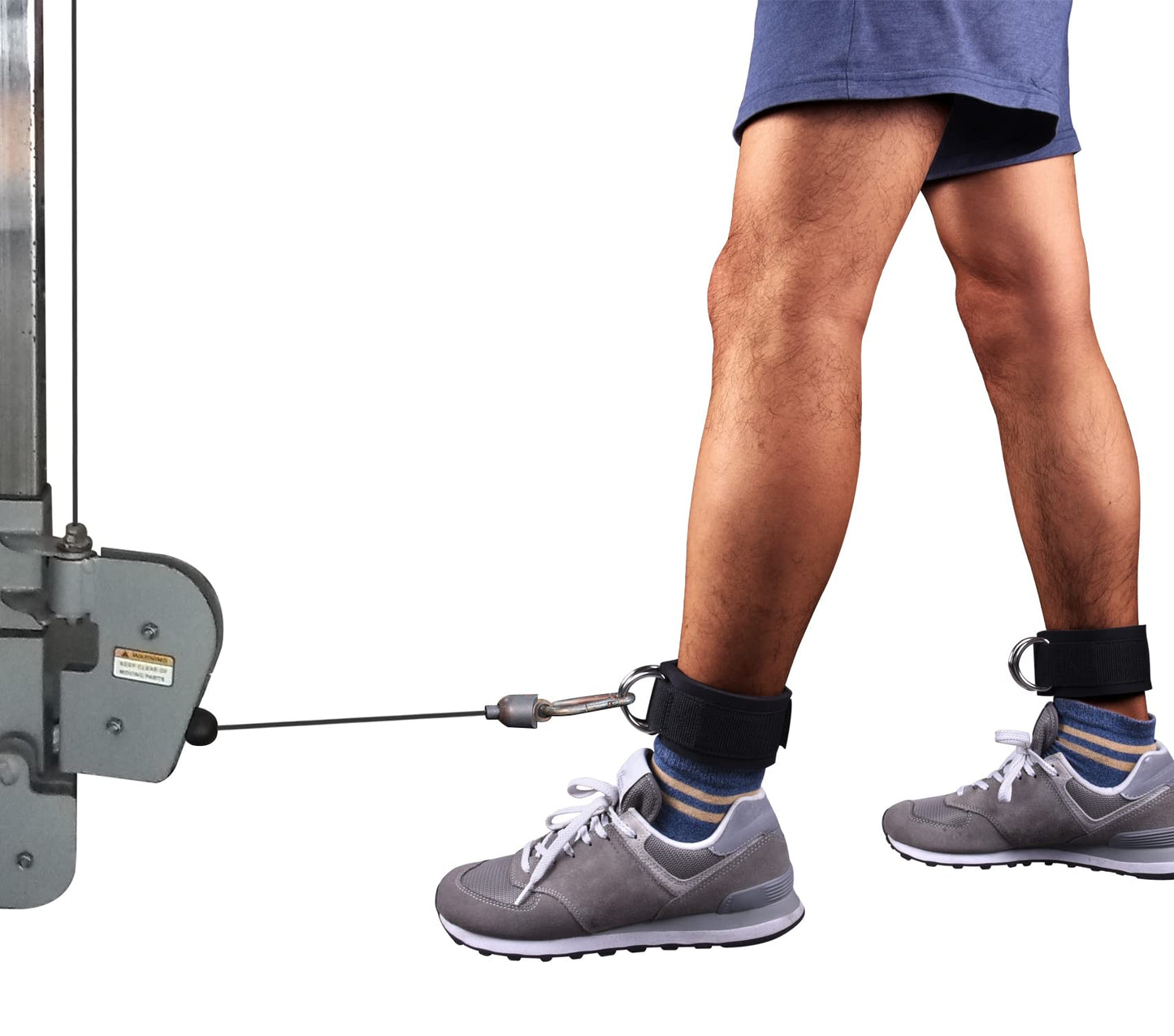 Techion 1 Pair of Fitness Ankle Straps for Cable Machine - Double D-Ring, Adjustable Comfort fit Neoprene - for Men and Women - Black