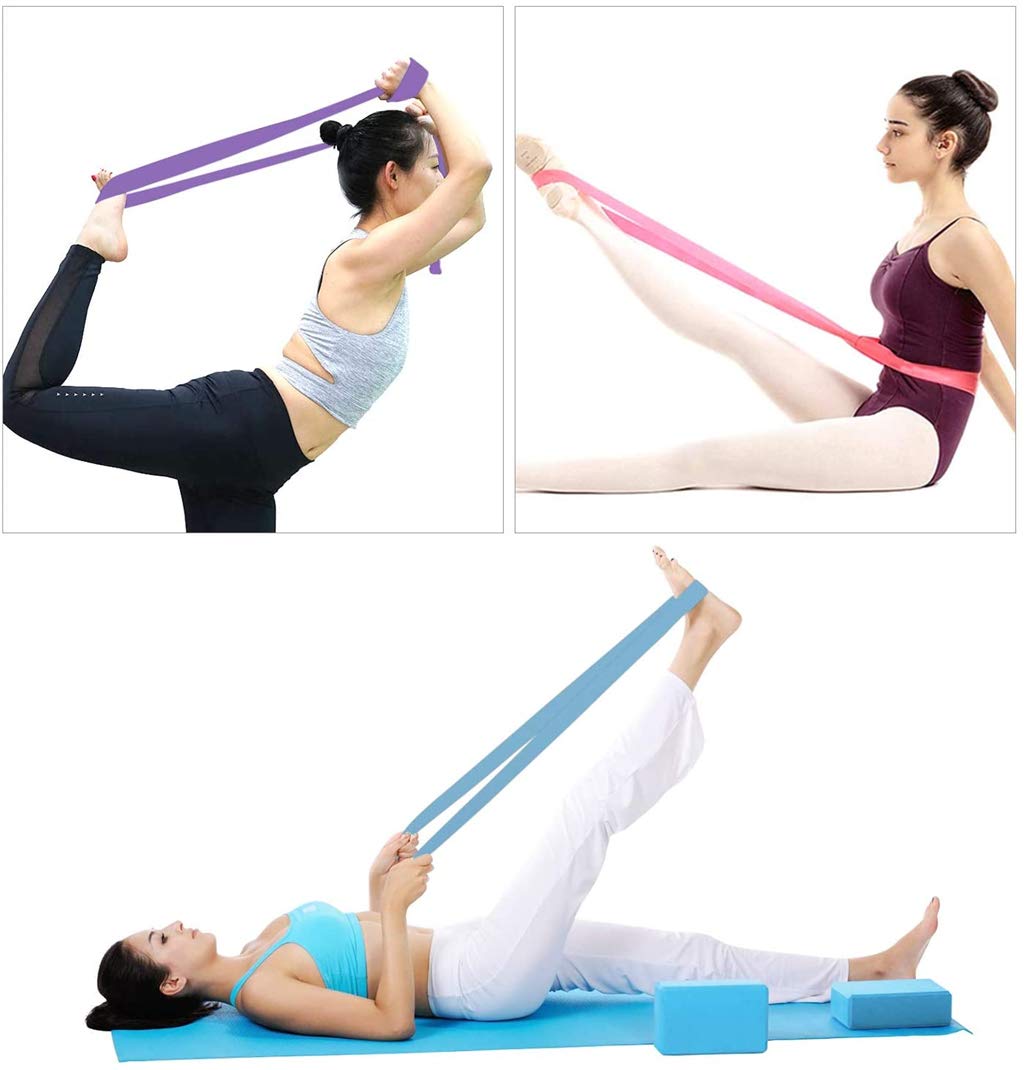 MEISONG Yoga Blocks 2 Pack Set - (Yoga Block with 1 Yoga Strap) High Density Soft EVA Foam Block for Yoga, General Fitness, Pilates, Stretching and Toning Workouts