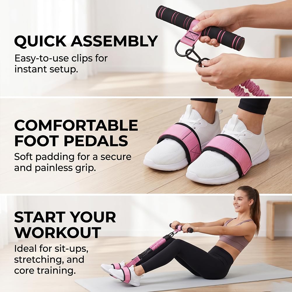 Upgrade Pedal Resistance Band with Handle, 2026 Multi-Functional Adjustable Resistance Band for Full-Body Workouts, Home Fitness Foot Pedal Resistance Band, Unisex Sit-up Training Equipment