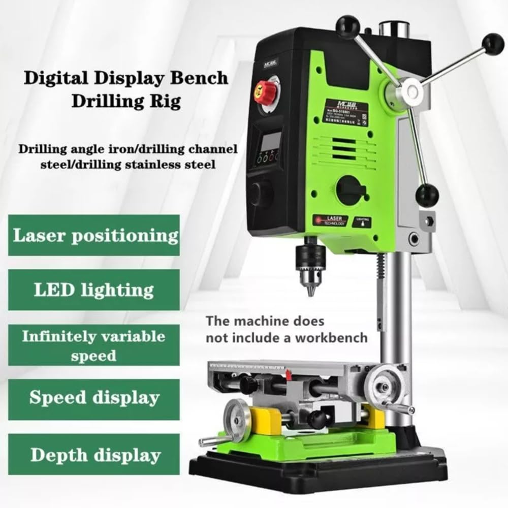 BACHIN Bench Drill Stand 800W Brushed digital display Mini Electric Bench Drilling Machine Chuck 1.5-16mm 6-Speed Benchtop Drill Press, Spindle Speed: 200-2500r/min