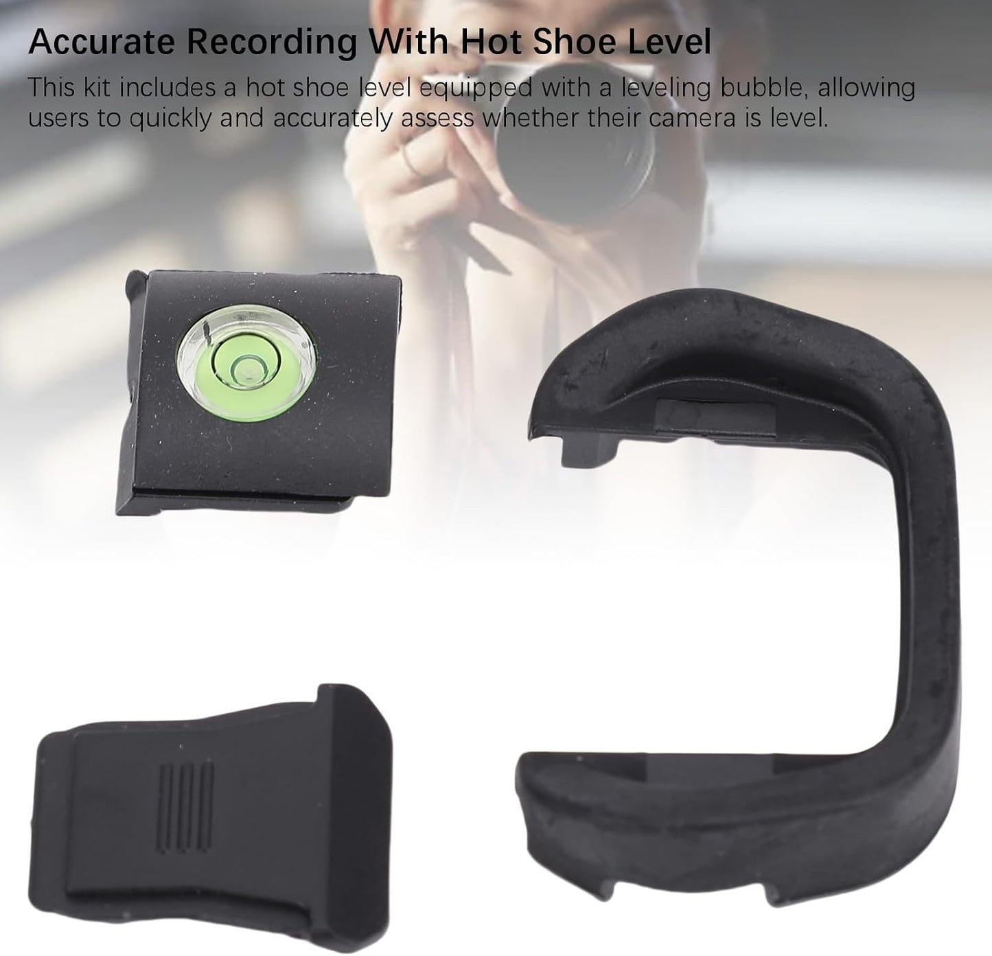 Akozon R5 R6, Camera Eyecup Viewfinder with Hot Shoe Cover & Bubble Spirit Level Kit, Compatible with Durable