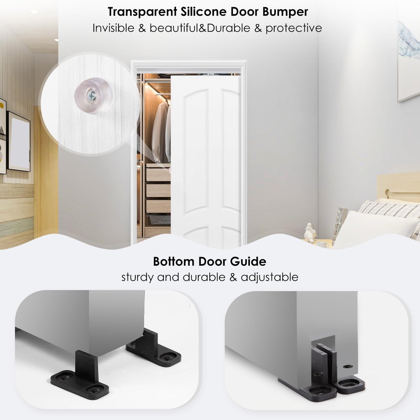 MaxxGeek 4FT/48in Sliding Pocket Door Hardware and Track Set,Soft Close Aluminum Box Sliding Door Rail Track Kit,Smoothly and Easy to Install,48" Track Kit for 23"-24" Wide Single Door