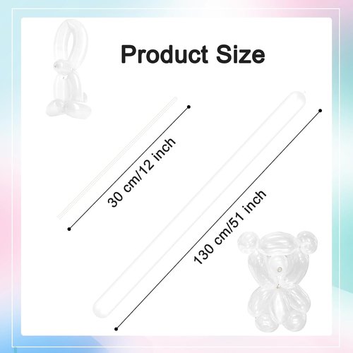 260 Clear Long Balloons - Skinny Stretchy Tie Balloons for Animal Making & Balloon Arches