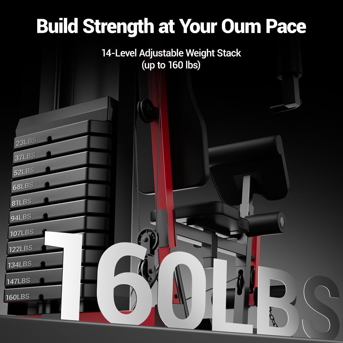 Home Gym System with 160LB Weight Stack, Multifunctional All-in-One Workout Station, Full Body Strength Training System