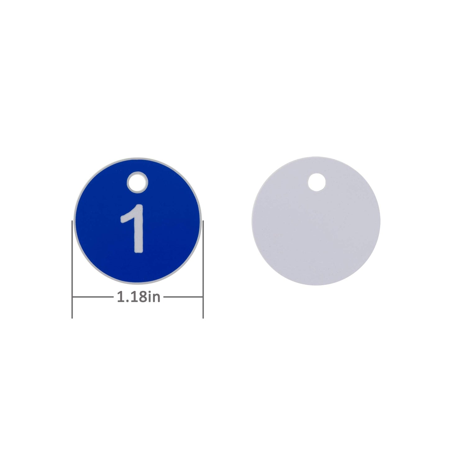 StayMax Plastic ID Number Tags Engraved Tags Key Tags Without Key Rings (1-50, Blue)