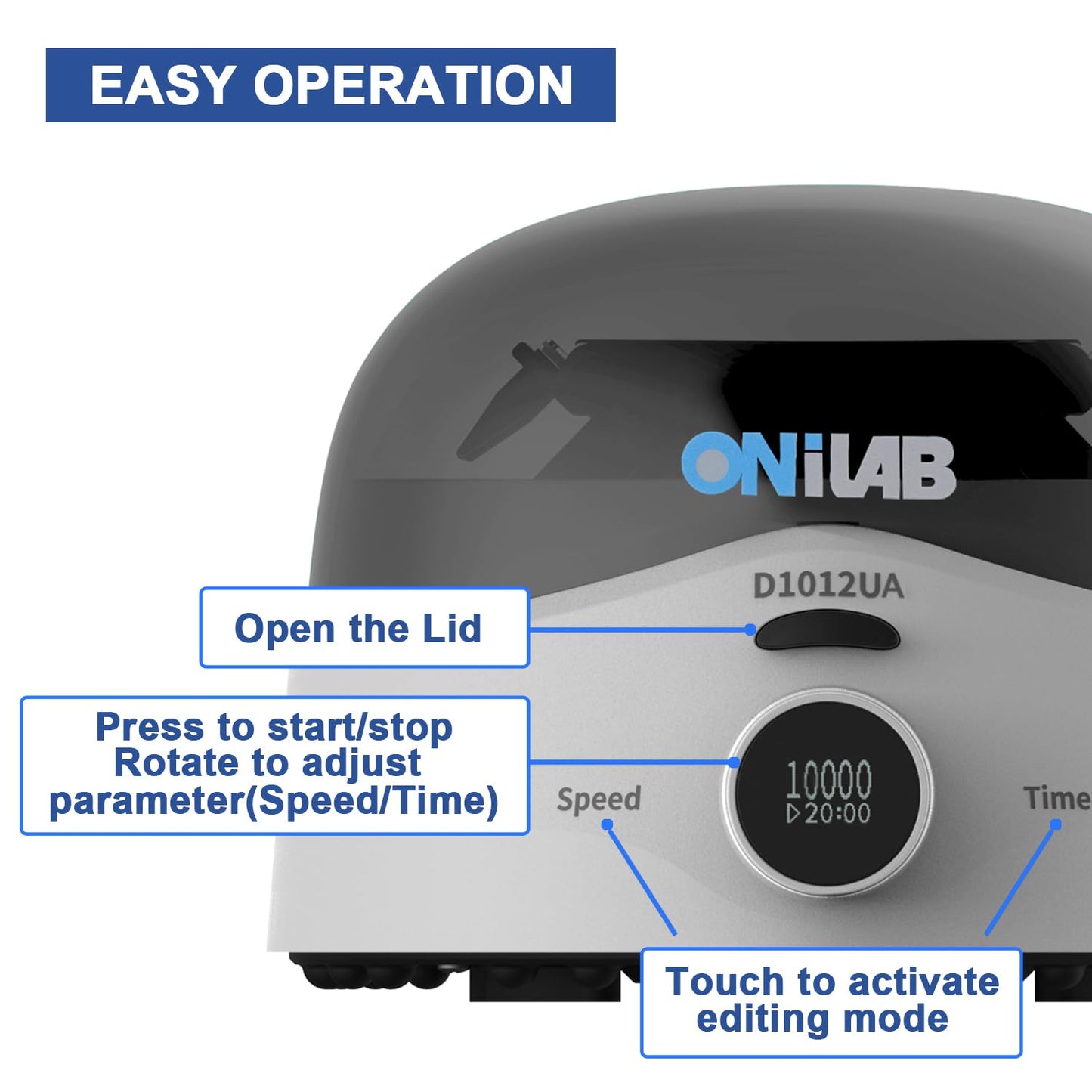 ONiLAB Scientific Mini Centrifuge 10000RPM, Lab Benchtop Centrifuge with 2-in-1 Rotor for 12 x 0.5/1.5/2.0ml and 0.2mL×32 PCR Strips or 44 x 0.2 ml PCR Tubes,Timer 10s-20min,Low Noise≤58dB, 100-240V