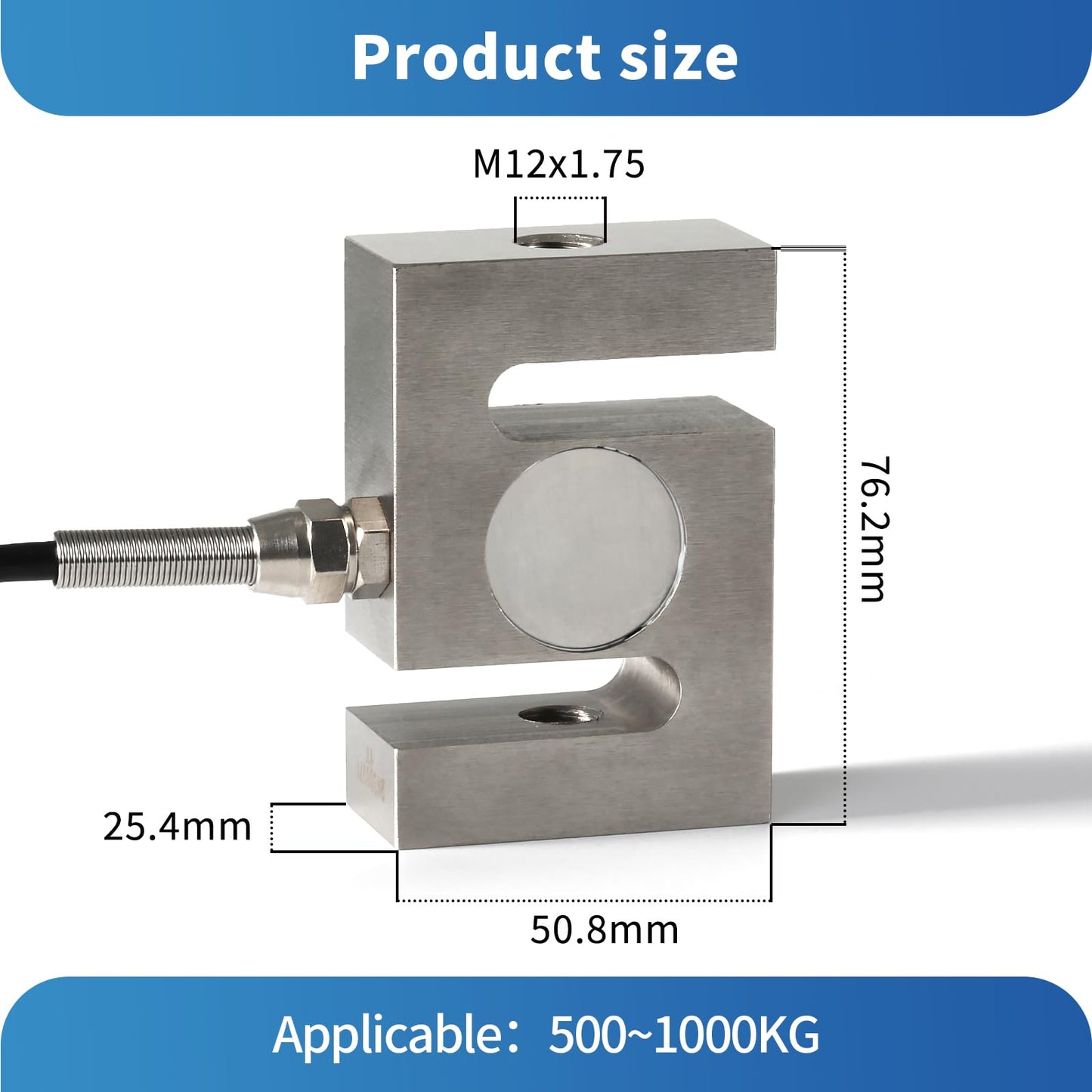 Digital Force Gauge with S Type Load Cell,Push Pull Gauge Dynamometer,Peak/Track Mode, ± 0.05% F.S Accuracy Input MV Signal Test G/kg/T/lb/oz/N/KN/Nm/Ncm/Pa/MPa/GPA/Psi/bar etc. (0-1T)