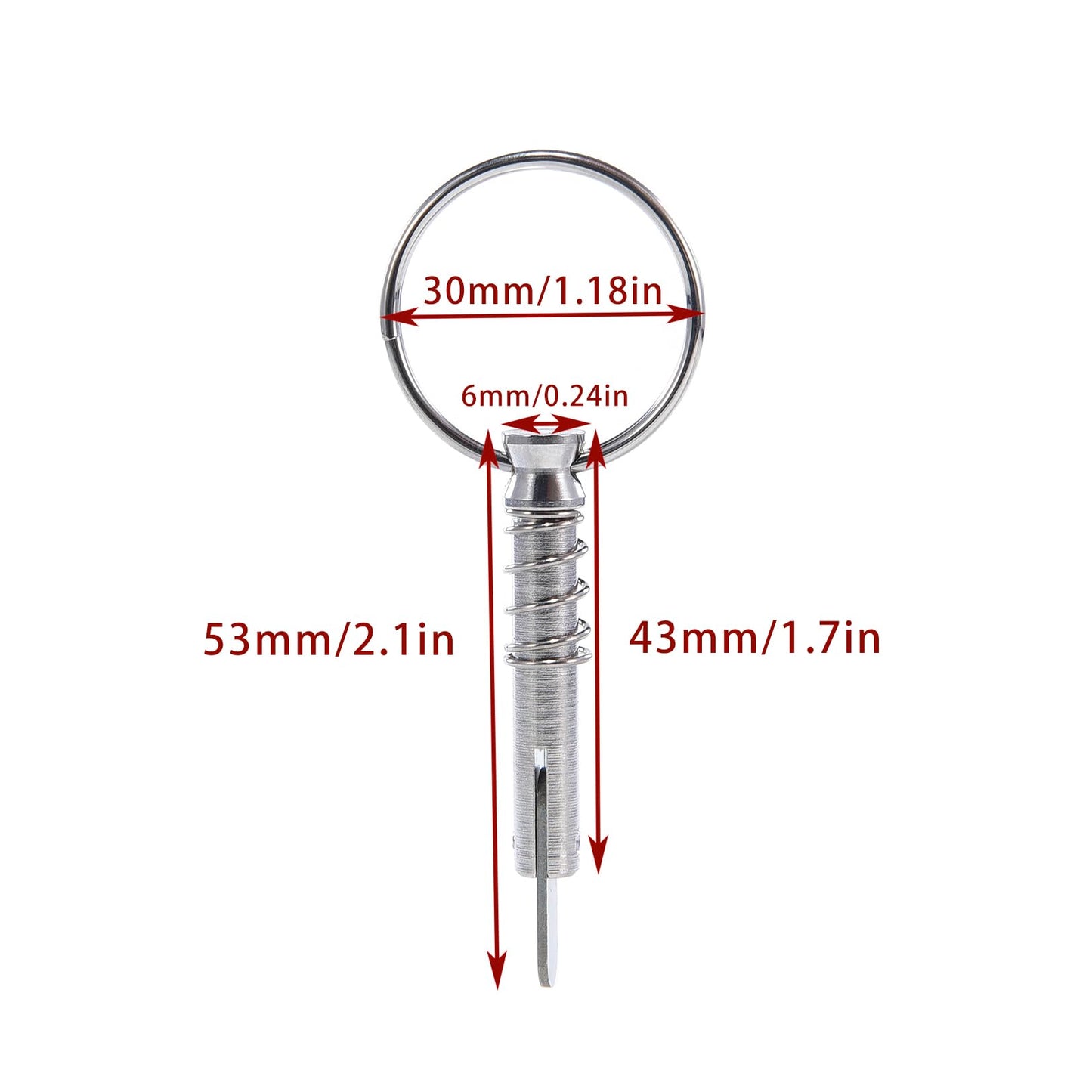 10 Pack Quick Release Bimini Pins, 1/4" Diameter - Boat Canopy Top Pins with Pull Ring, Full 316 Stainless Steel Marine Hardware